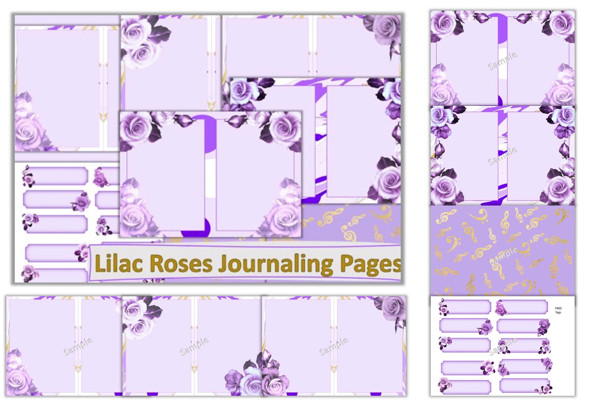 Purple Roses Backgrounds Junk Journal Bundle - CraftNest - Digital Crafting and Art