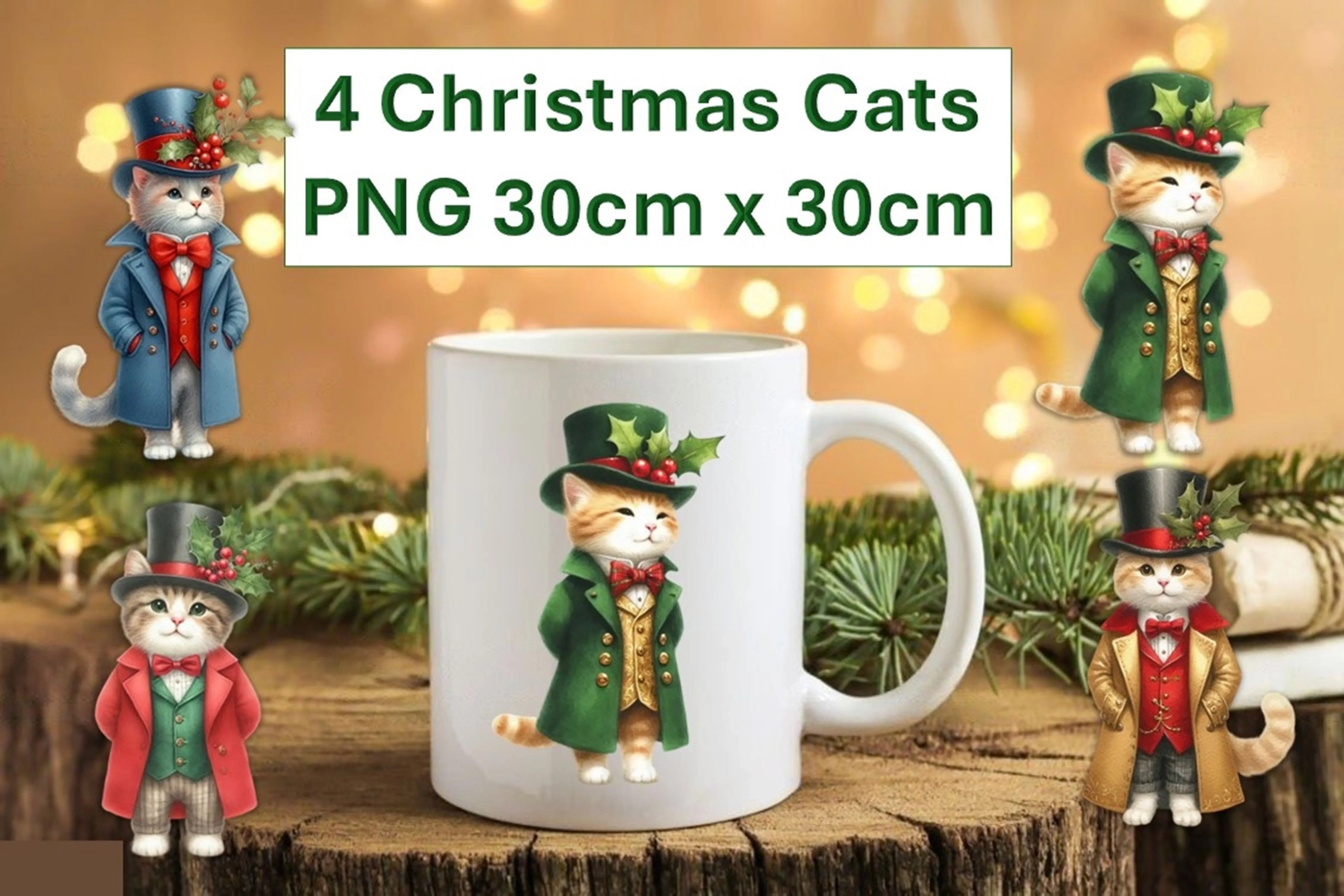 Christmas Cat Stickers Clipart Bundle - CraftNest - Digital Crafting and Art