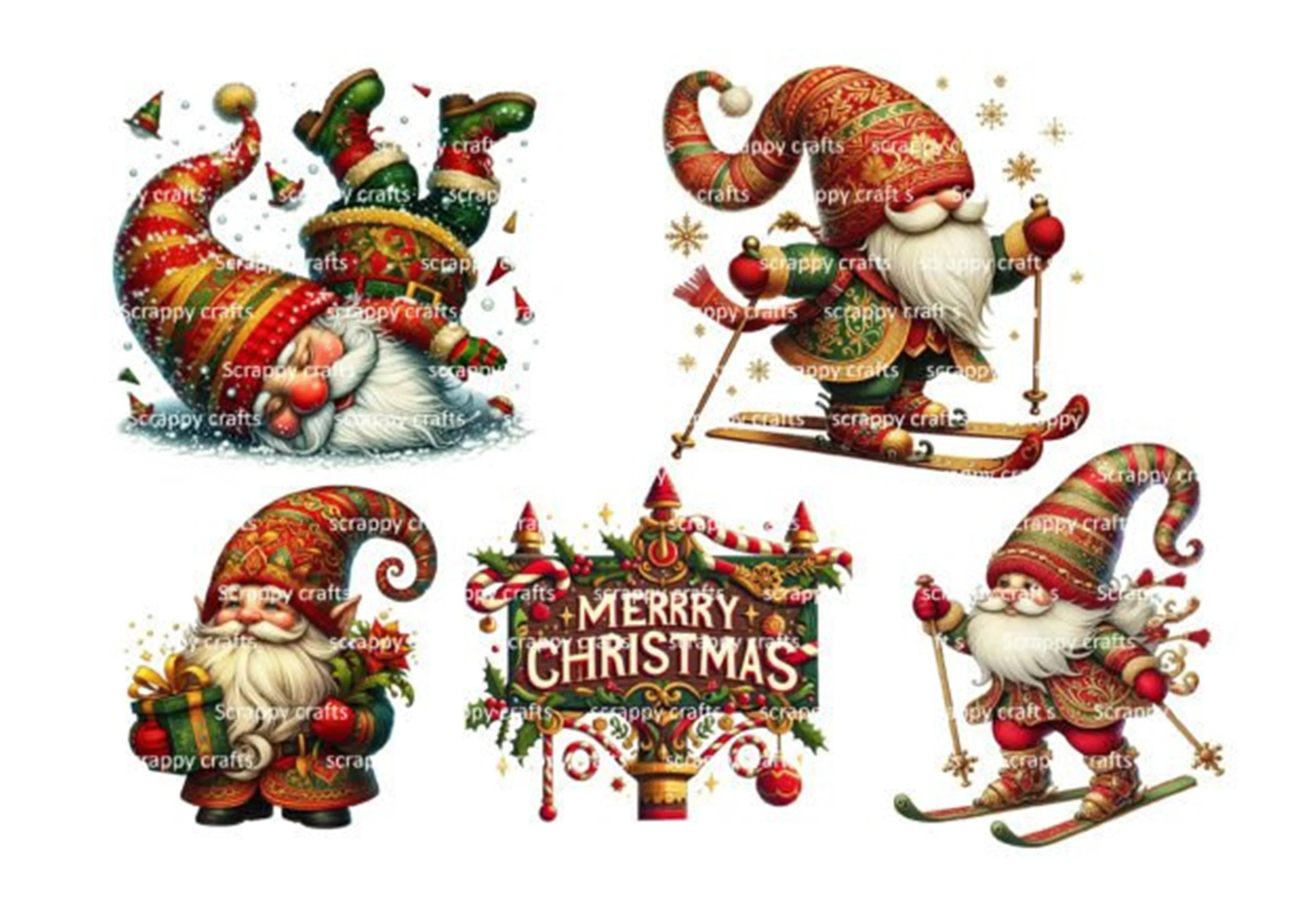 Christmas Gnomes Clipart Bundle - CraftNest - Digital Crafting and Art
