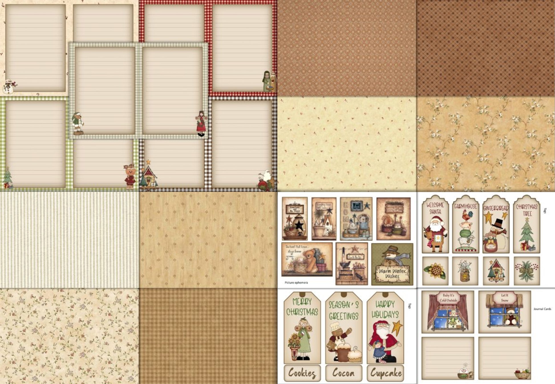 Christmas Primitive Art Junk Journal Bundle - CraftNest - Digital Crafting and Art