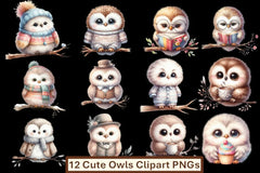 Cute Owls Clipart Bundle - CraftNest - Digital Crafting and Art