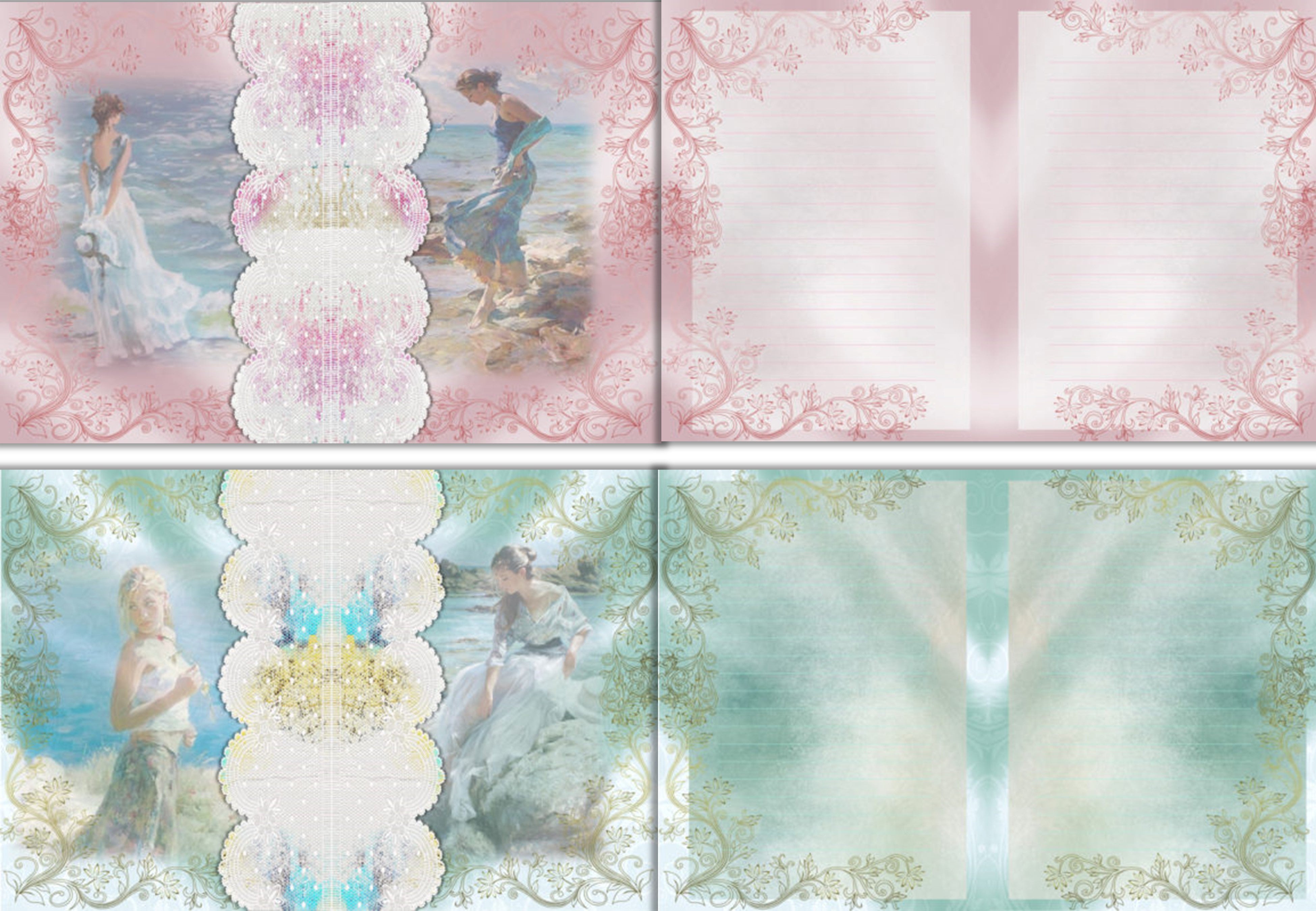 Beauty on the Beach Backgrounds Junk Journal Bundle