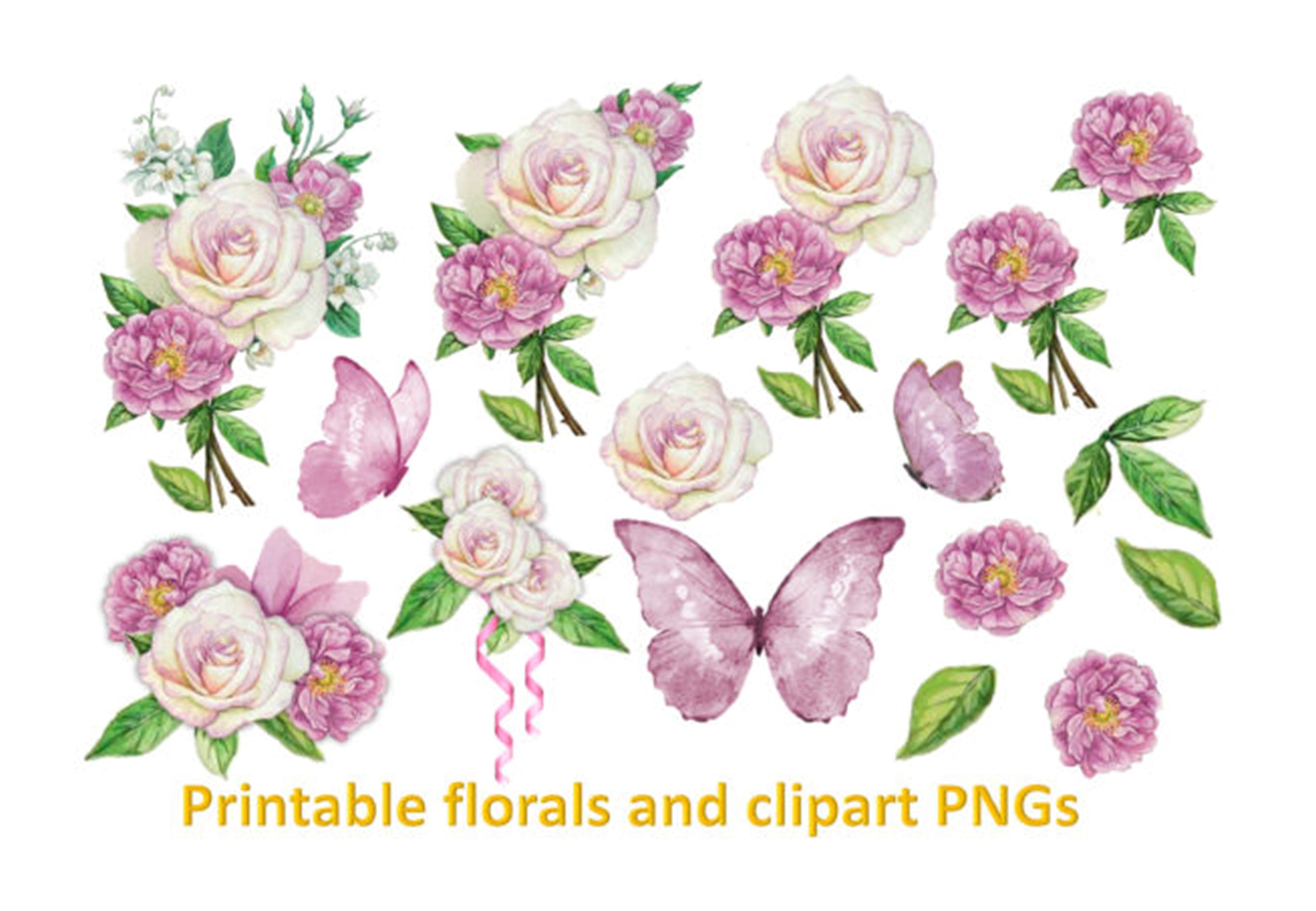 Blossoms and Butterflies Clipart Bundle