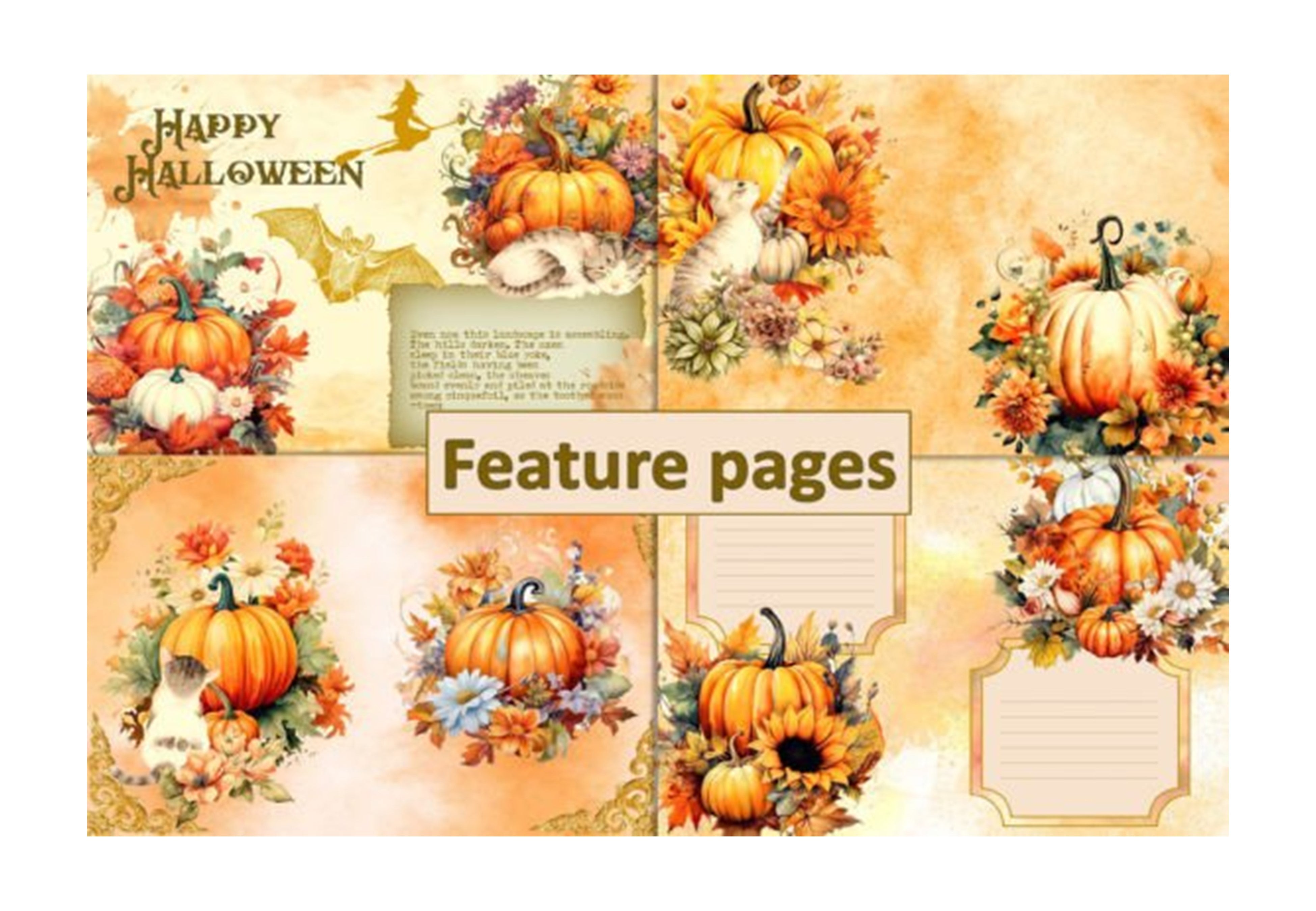 Halloween Junk Journal Clipart Bundle - CraftNest - Digital Crafting and Art