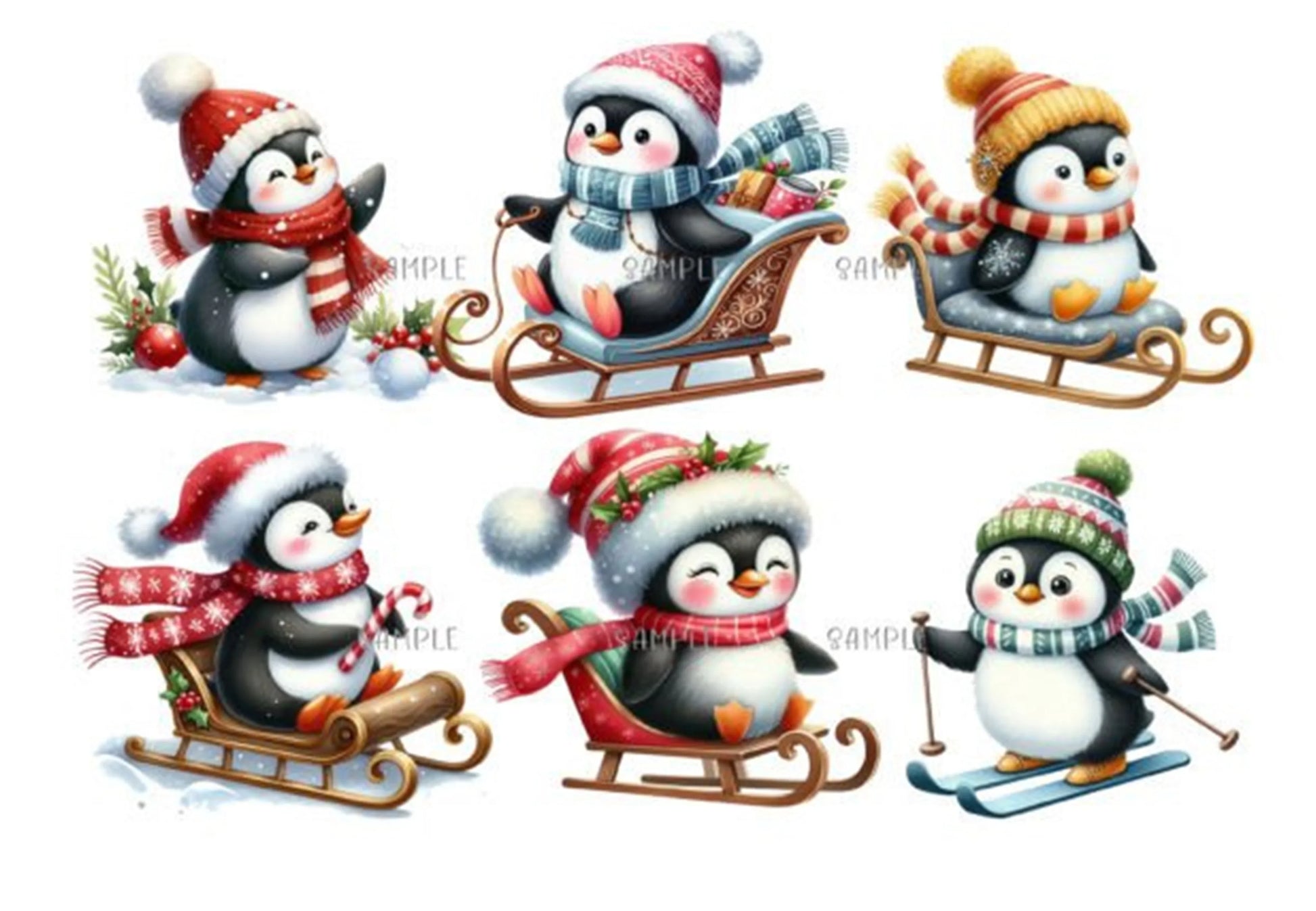 Christmas Penguin Clipart Bundle - CraftNest - Digital Crafting and Art