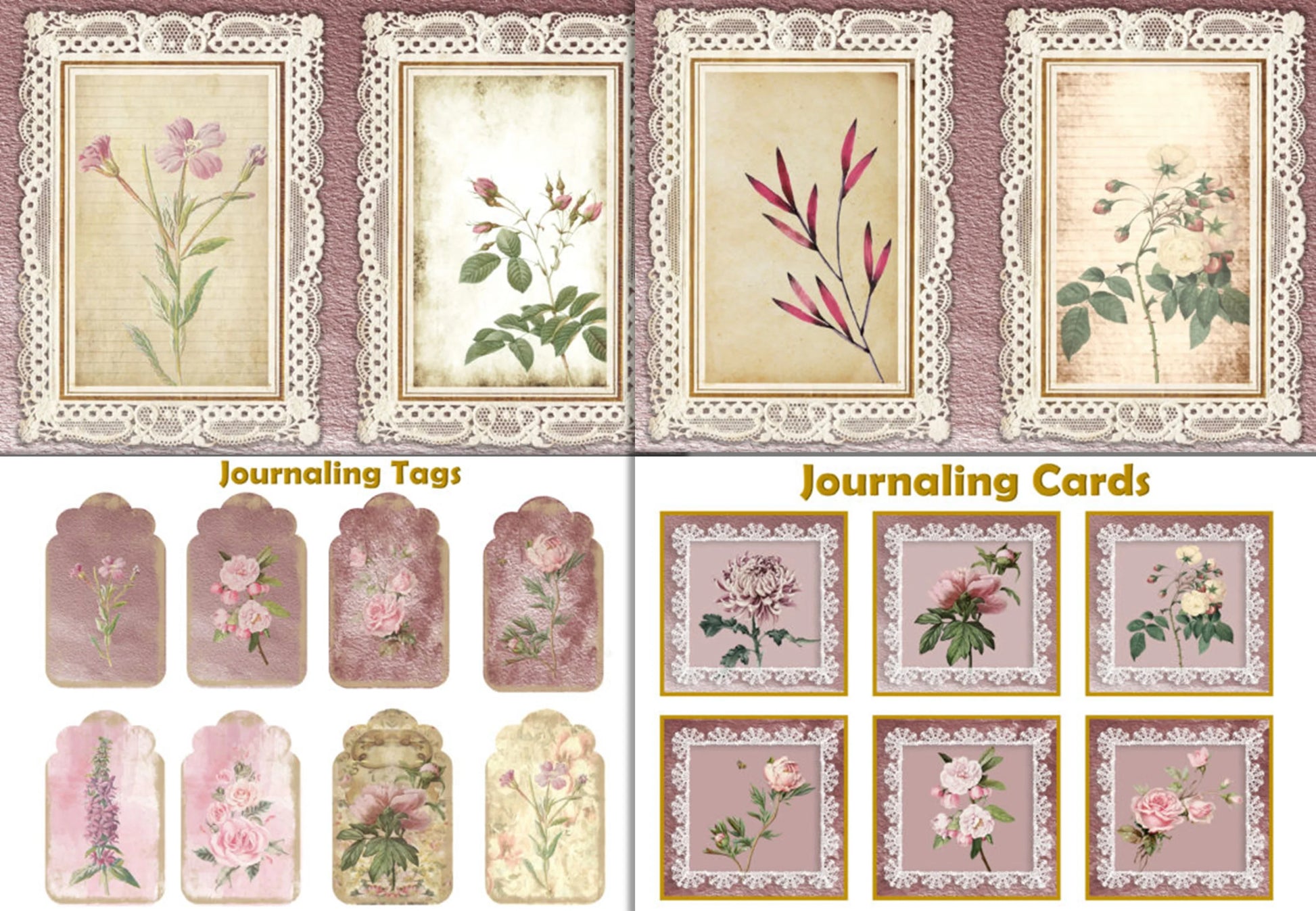 Pink Botanicals Clipart Bundle - CraftNest - Digital Crafting and Art