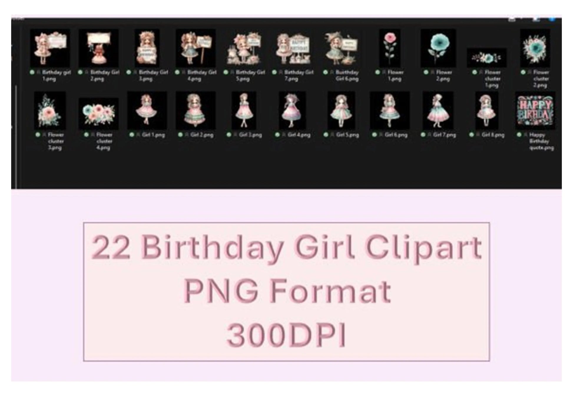 Birthday Girl Clipart Bundle - 22 Pieces - CraftNest - Digital Crafting and Art