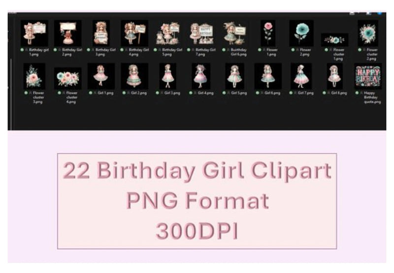 Birthday Girl Clipart Bundle - 22 Pieces - CraftNest - Digital Crafting and Art