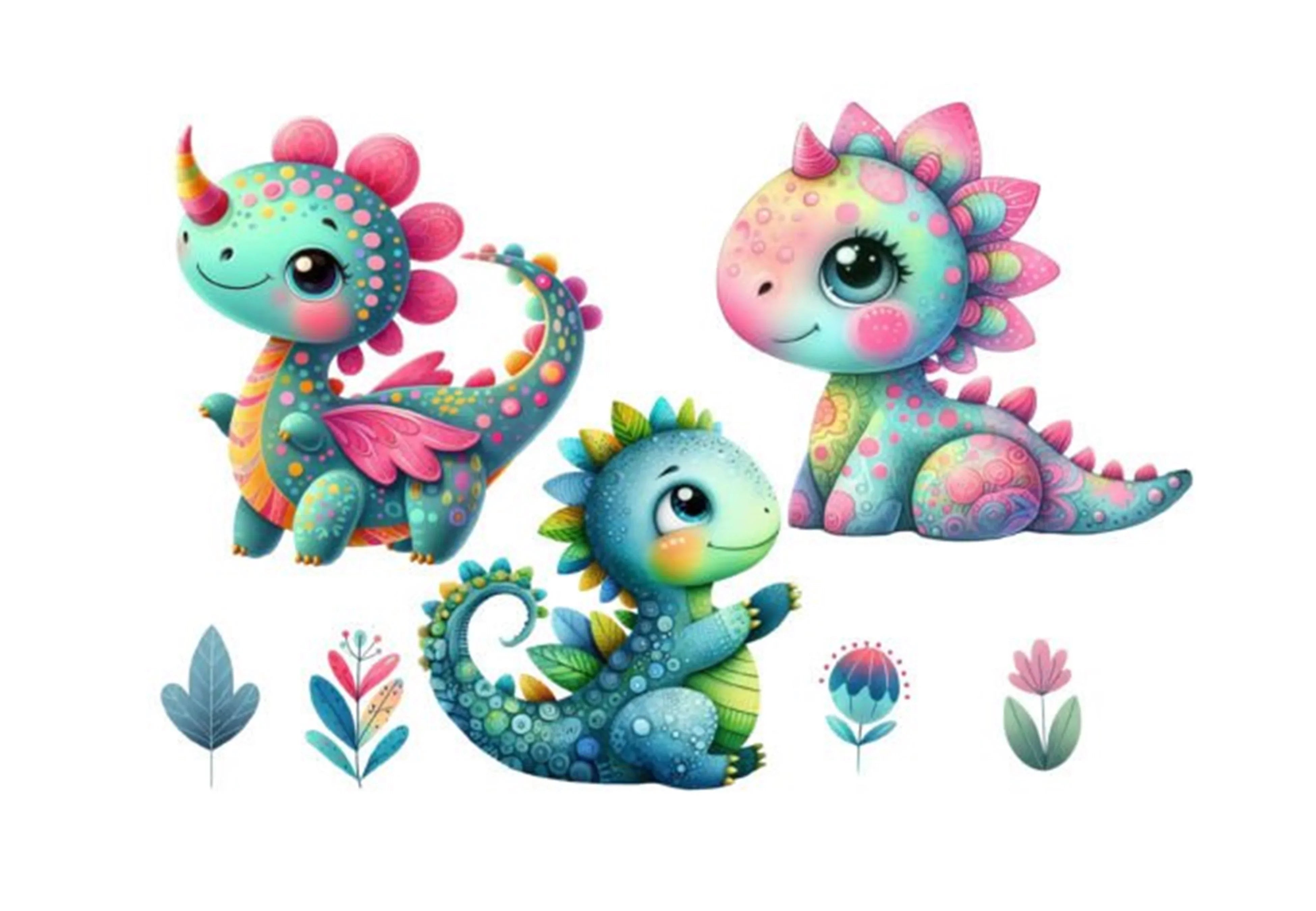 Cute Dinosaur Clipart Bundle - CraftNest - Digital Crafting and Art