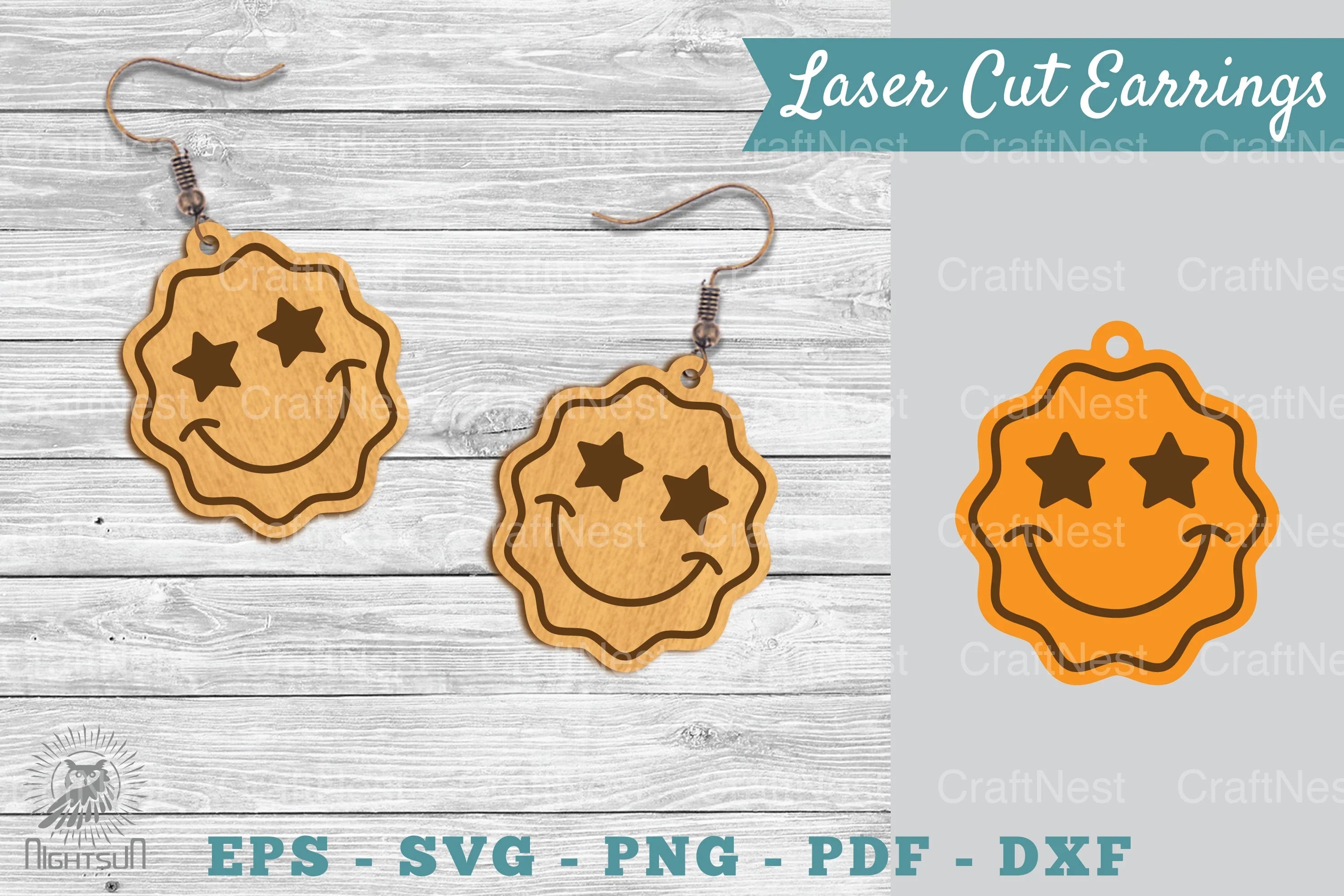 Smile Face Laser Cut Earrings SVG Bundle - CraftNest - Digital Crafting and Art