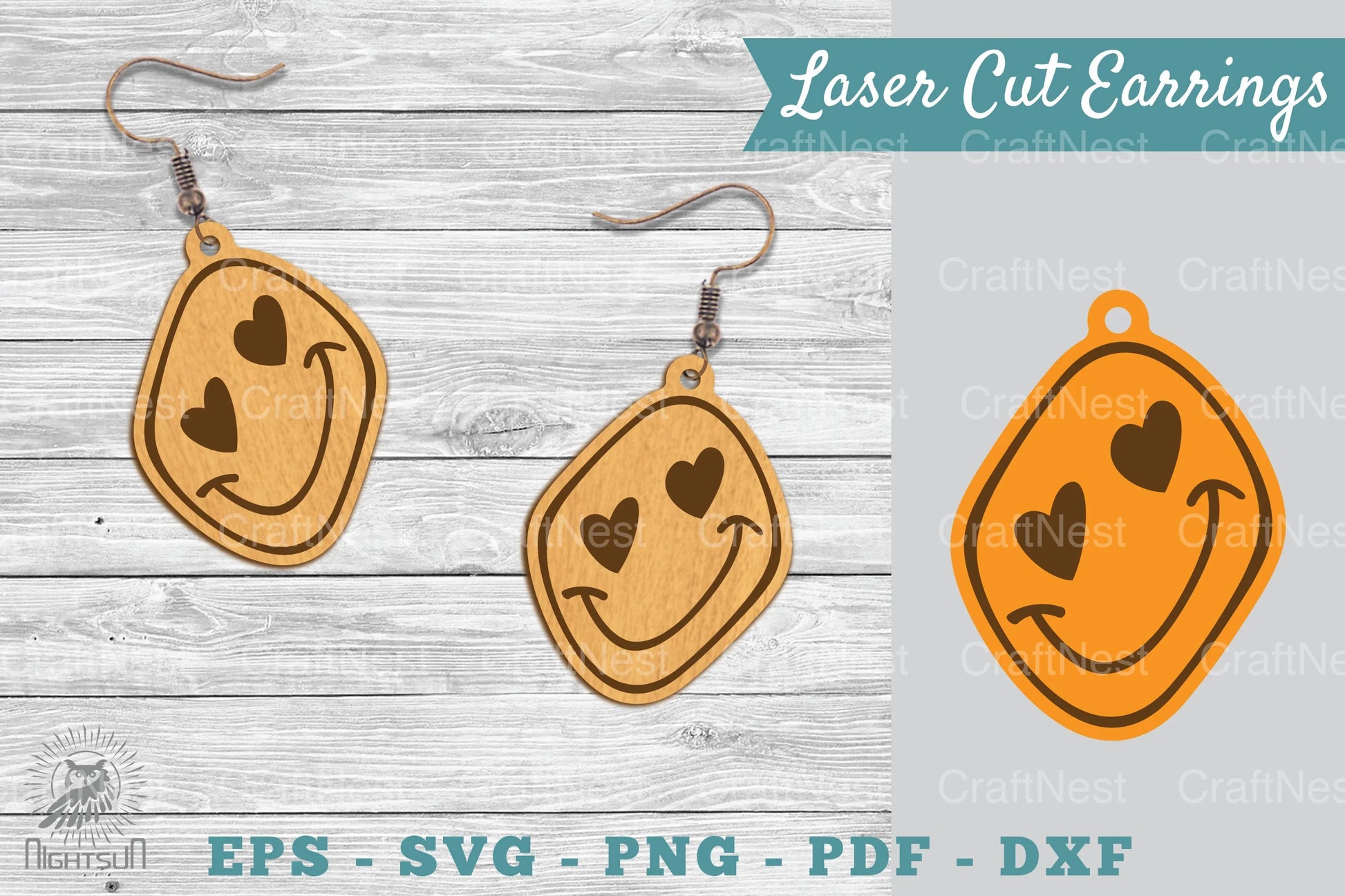 Smile Face Laser Cut Earrings SVG Bundle - CraftNest - Digital Crafting and Art