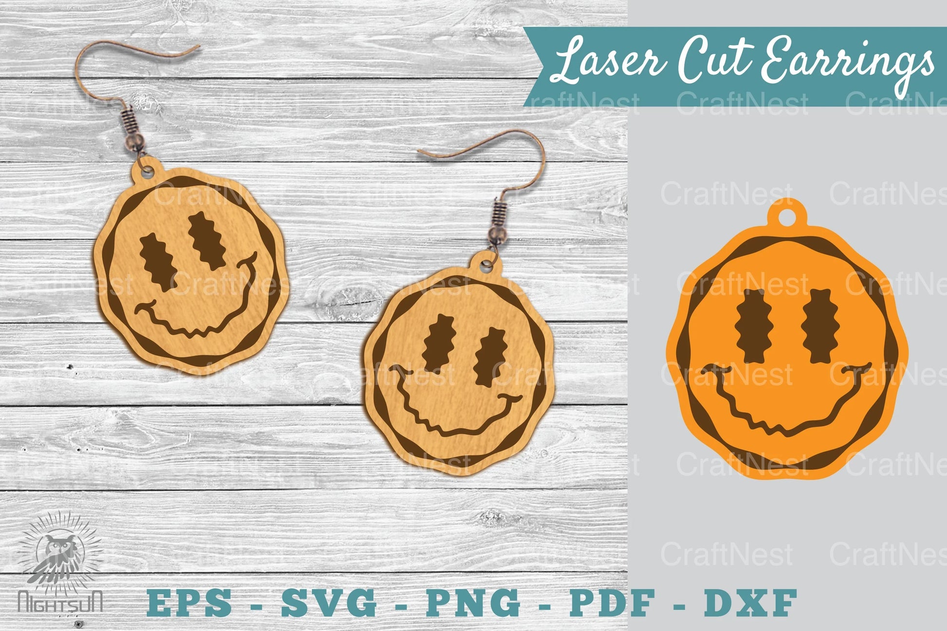 Smile Face Laser Cut Earrings SVG Bundle - CraftNest - Digital Crafting and Art