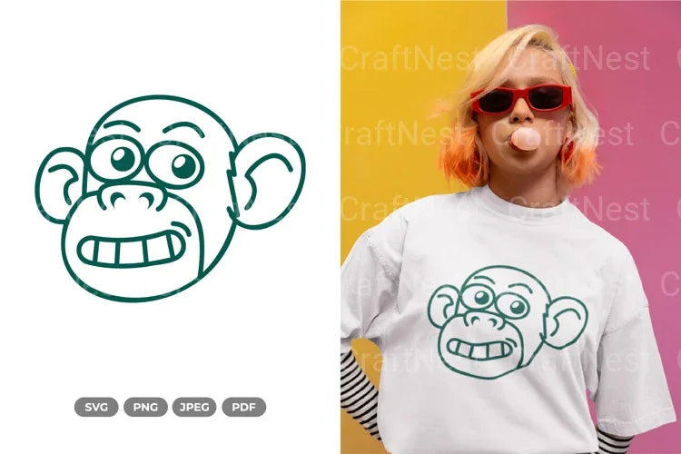 Smiling Monkey Animal - CraftNest - Digital Crafting and Art
