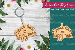 Snack Time Happy Time Laser Cut Keychain Design - CraftNest - Digital Crafting and Art