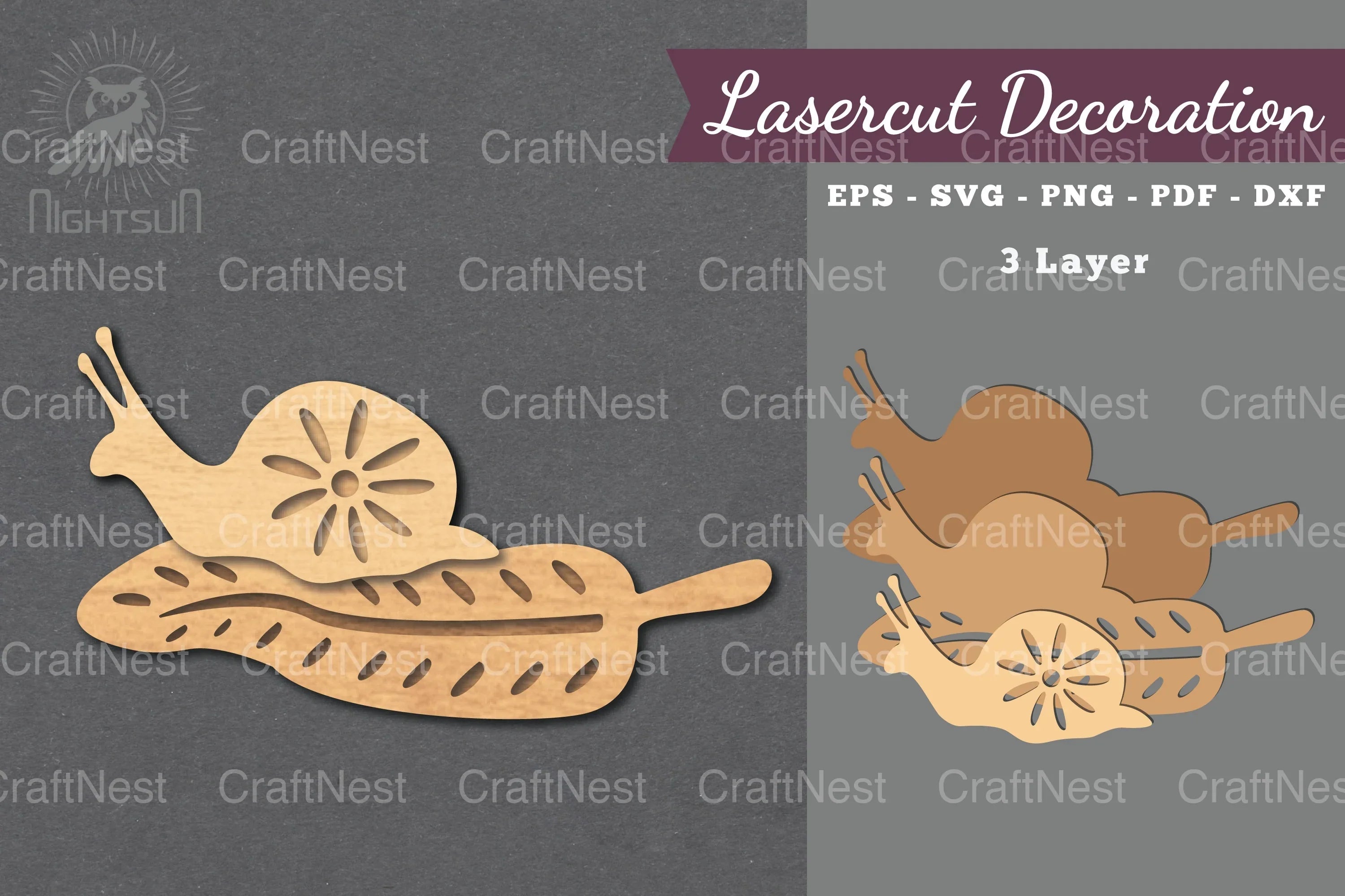 Snail on a Leaf Laser Cut Decoration Clipart Bundle - CraftNest - Digital Crafting and Art