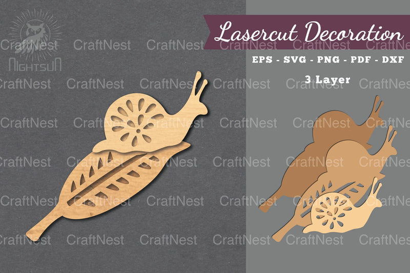 Snail on a Leaf Laser Cut Decoration Clipart Bundle - CraftNest - Digital Crafting and Art