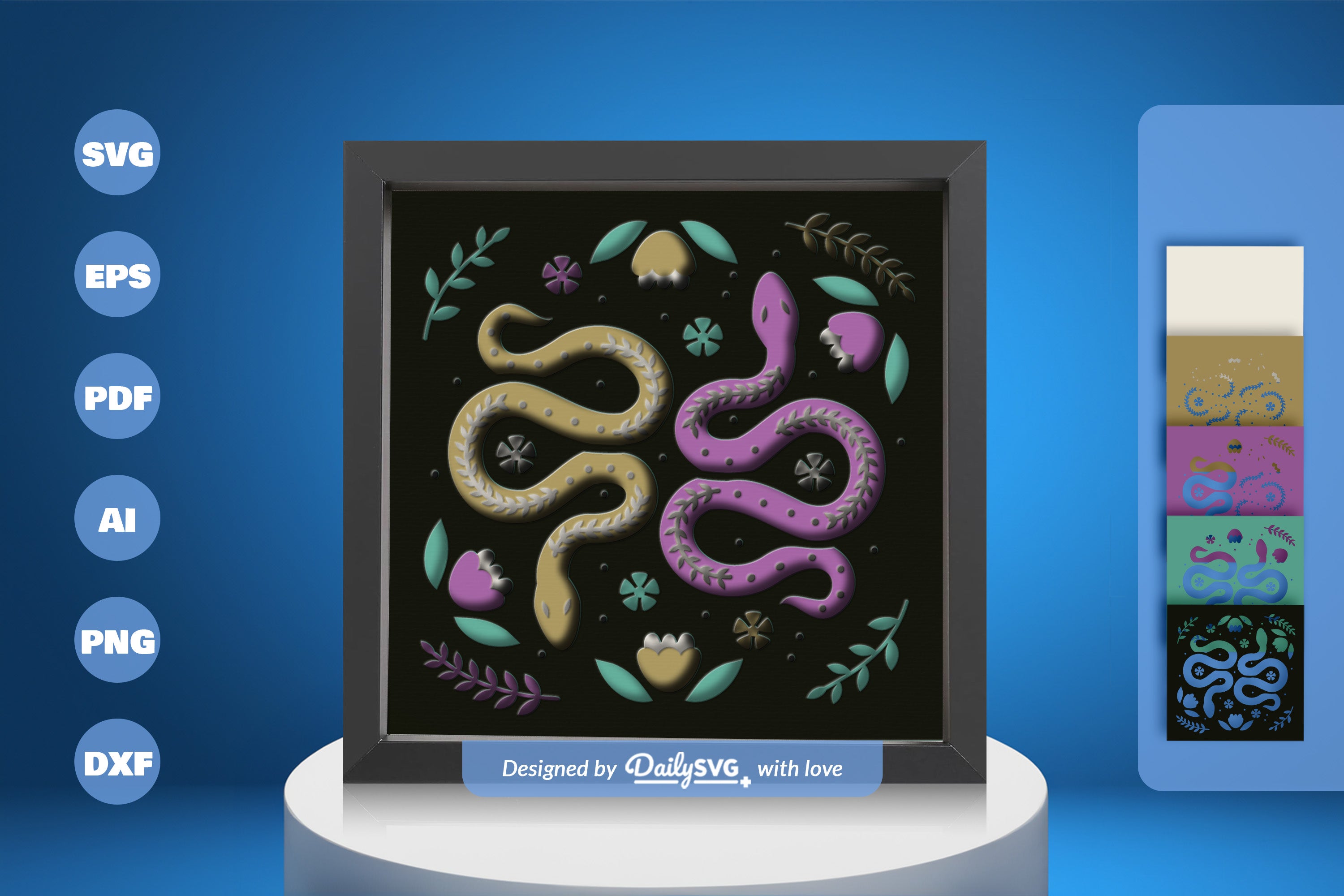 Snake Folk Art Papercut SVG Bundle