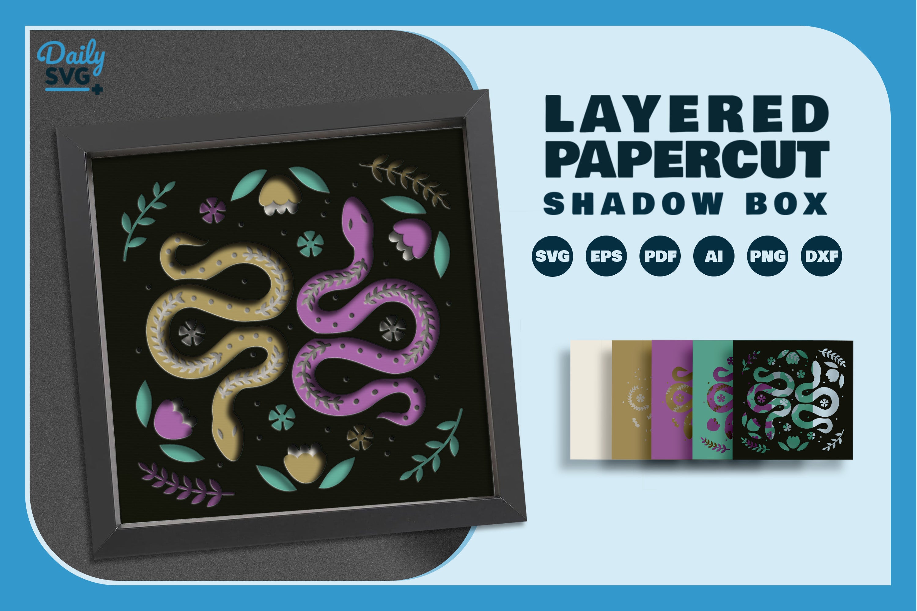 Snake Folk Art Papercut SVG Bundle