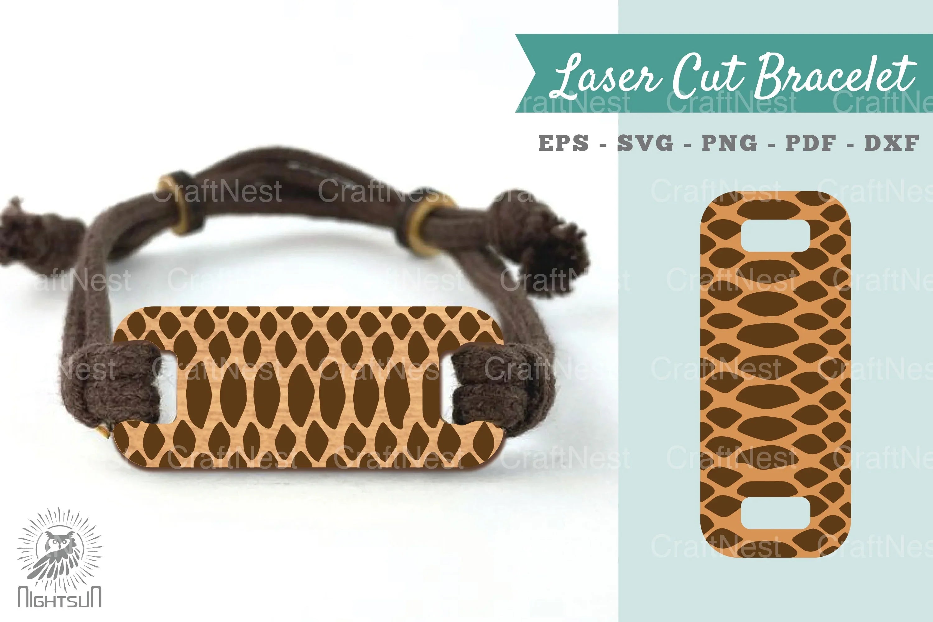 Snake Skin Texture Laser Cut Bracelet SVG Bundle - CraftNest - Digital Crafting and Art