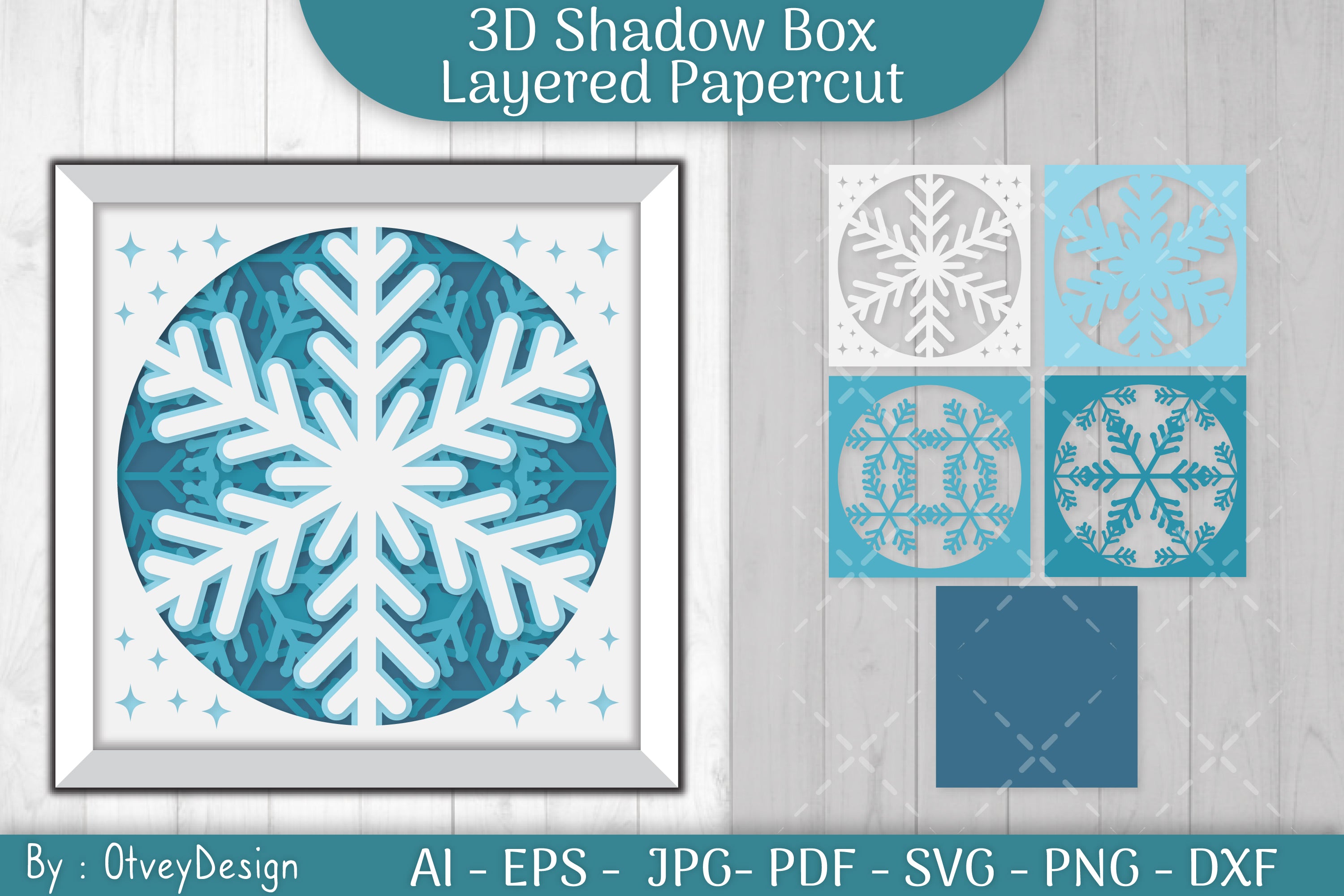 Snowflake 3D Shadow Box Layered Papercut SVG Bundle