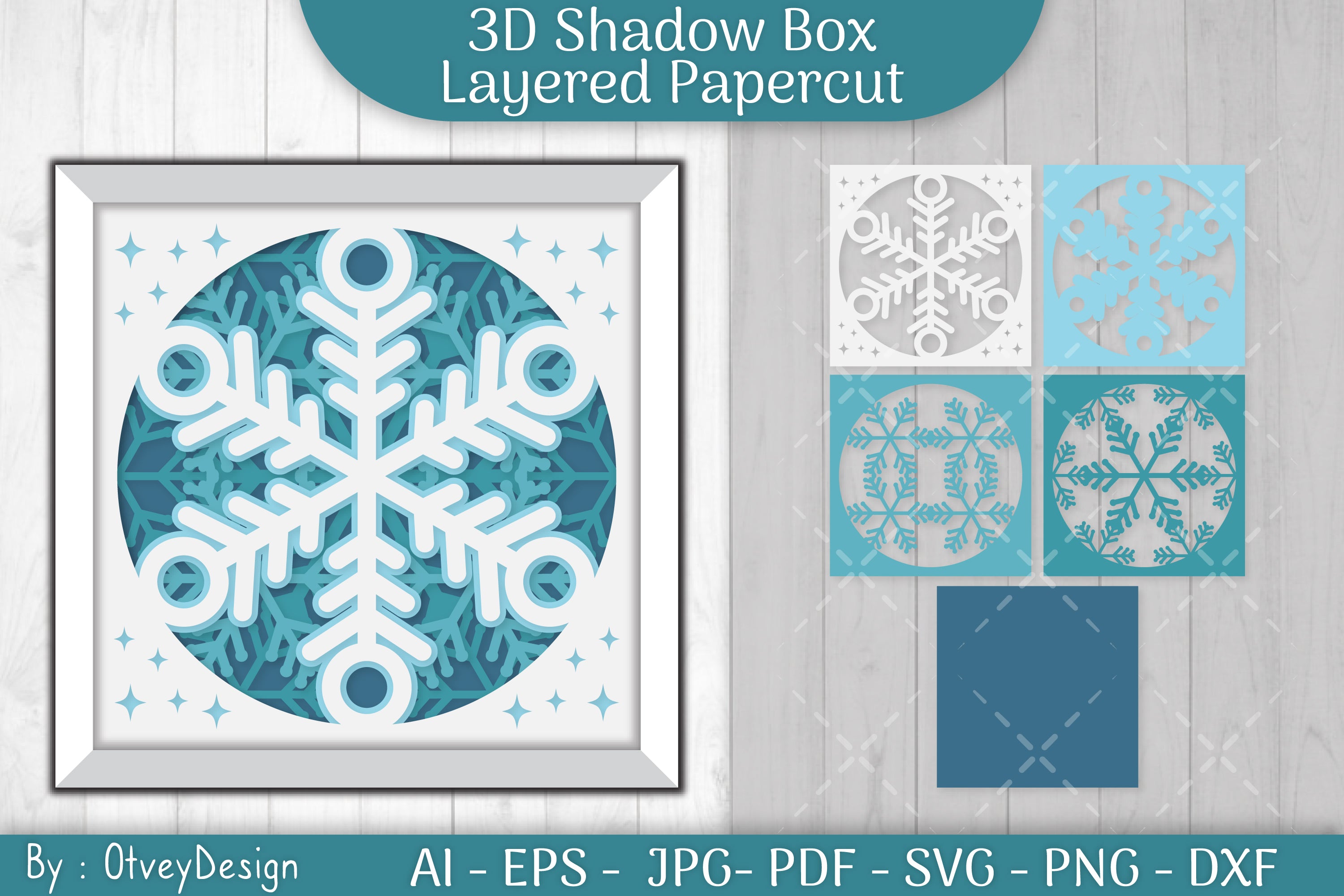 Snowflake 3D Shadow Box Layered Papercut SVG Bundle