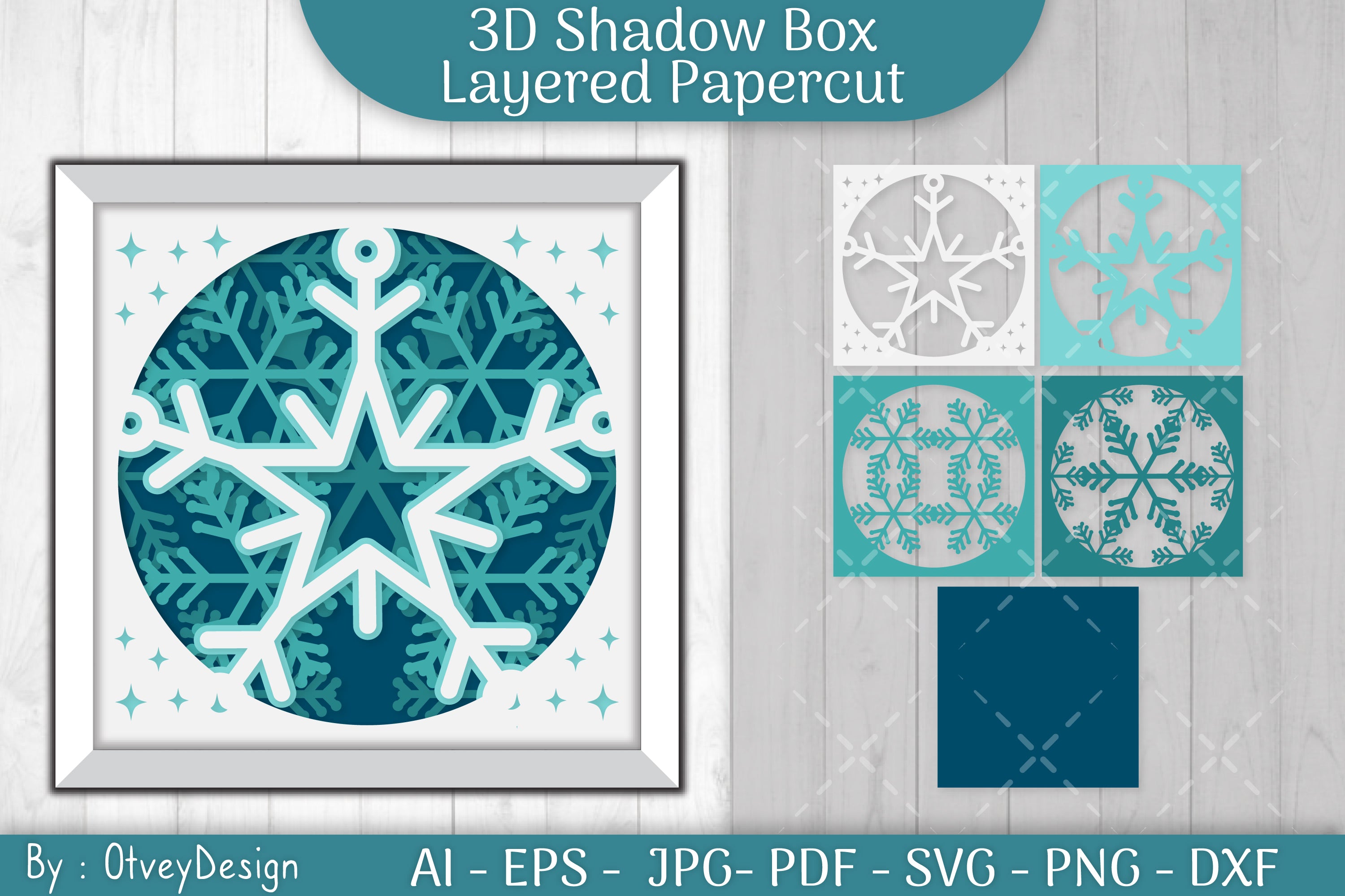 Snowflake 3D Shadow Box Layered Papercut SVG Bundle