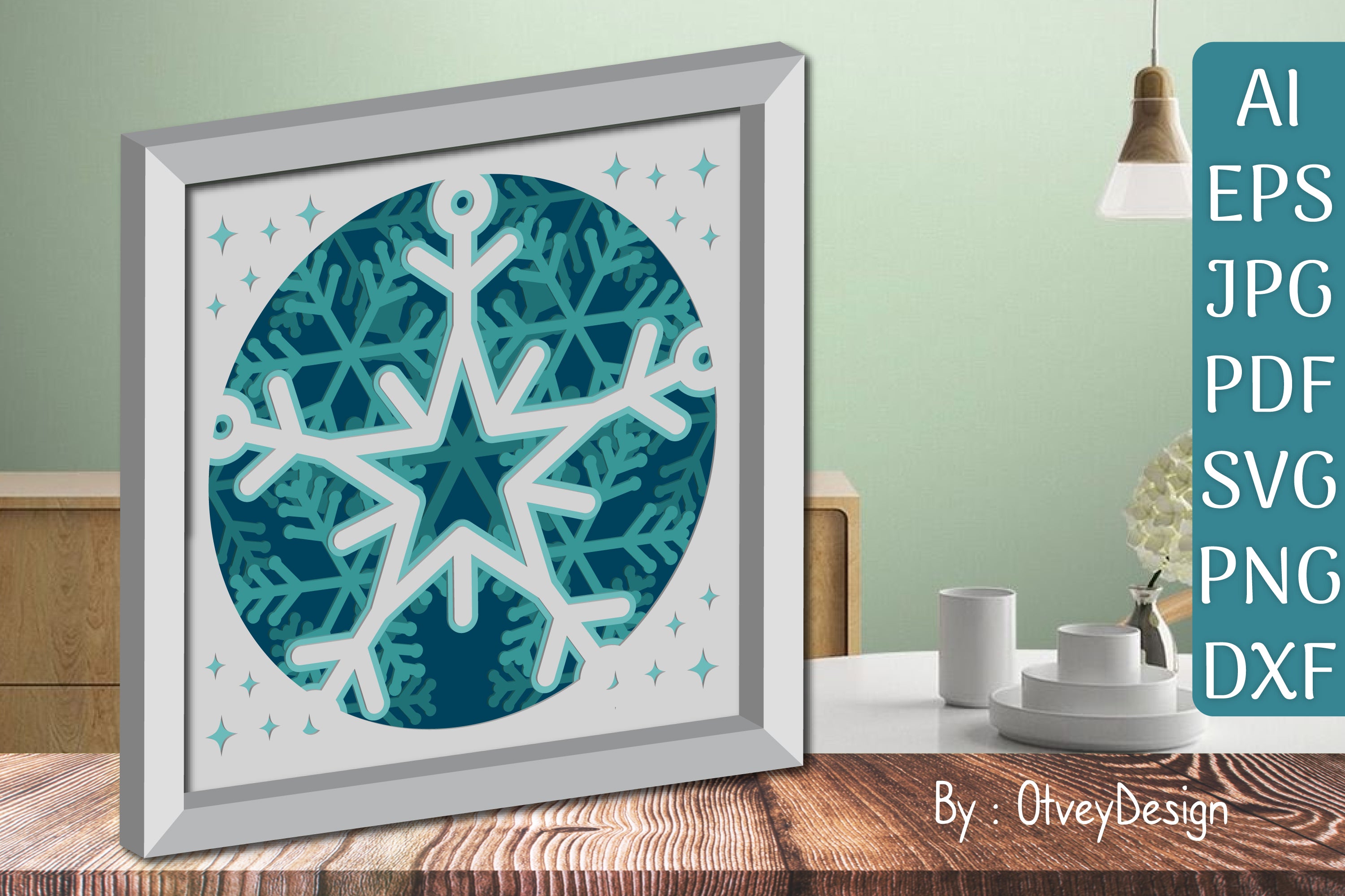 Snowflake 3D Shadow Box Layered Papercut SVG Bundle