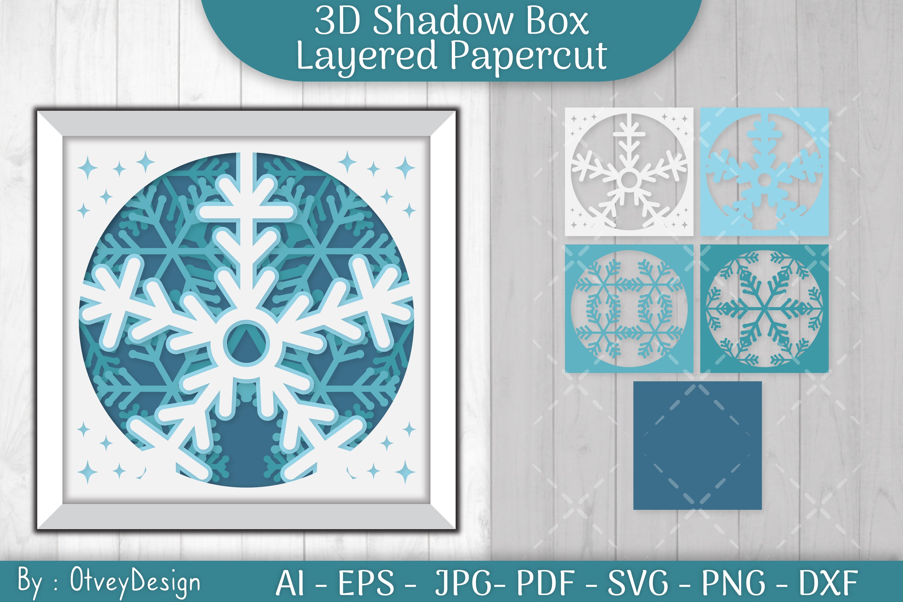 Snowflake 3D Shadow Box Layered Papercut SVG Bundle