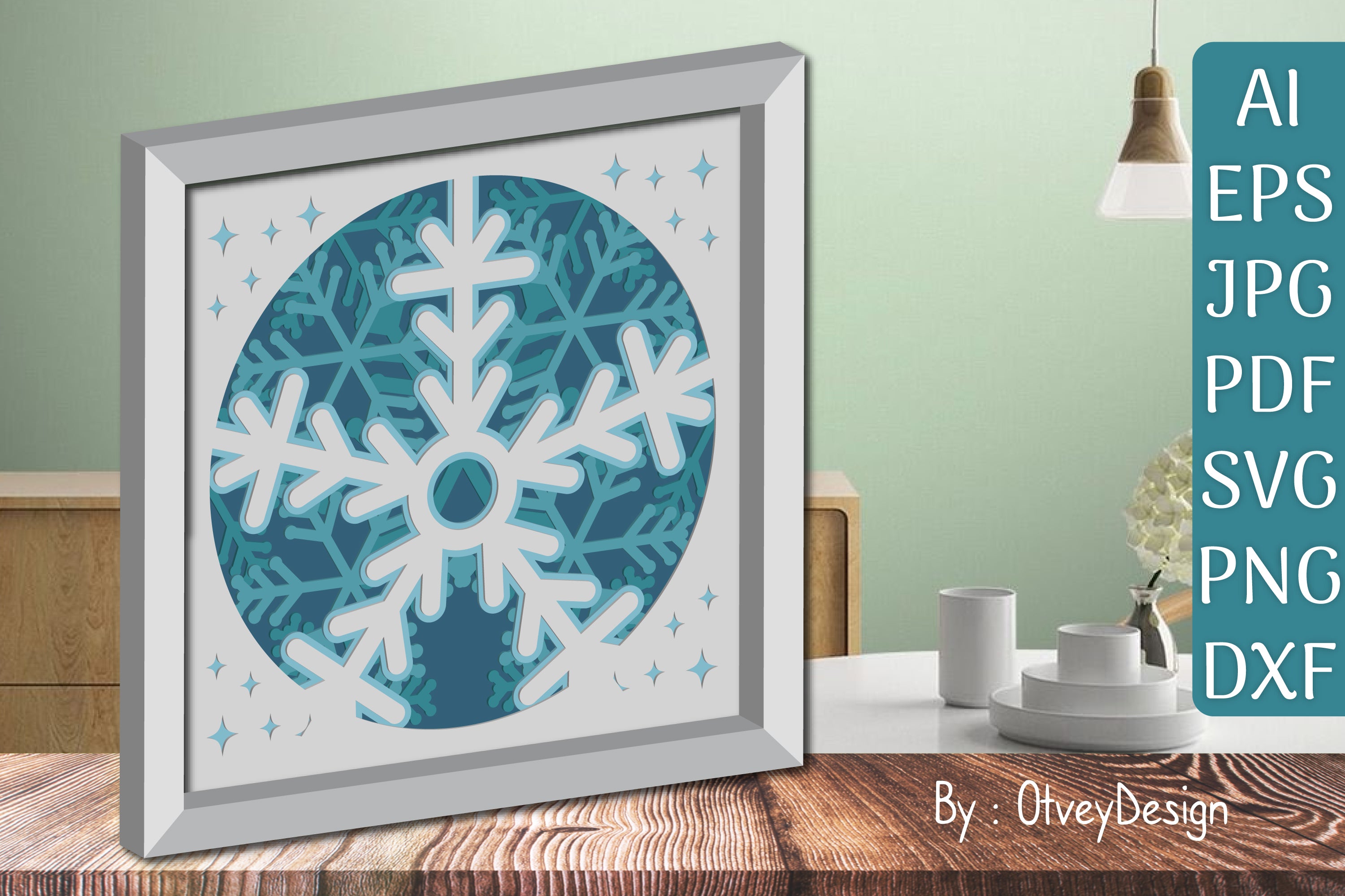 Snowflake 3D Shadow Box Layered Papercut SVG Bundle