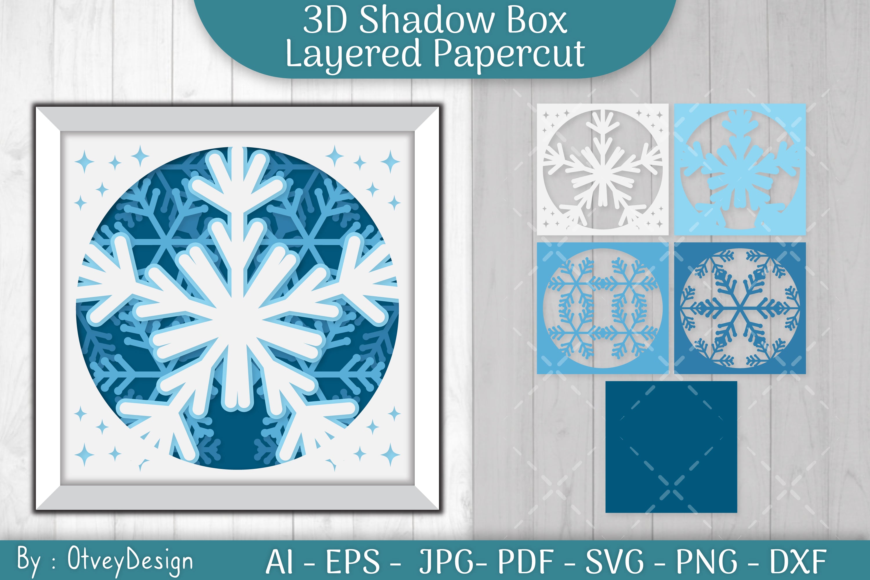 Snowflake 3D Shadow Box Layered Papercut SVG Bundle