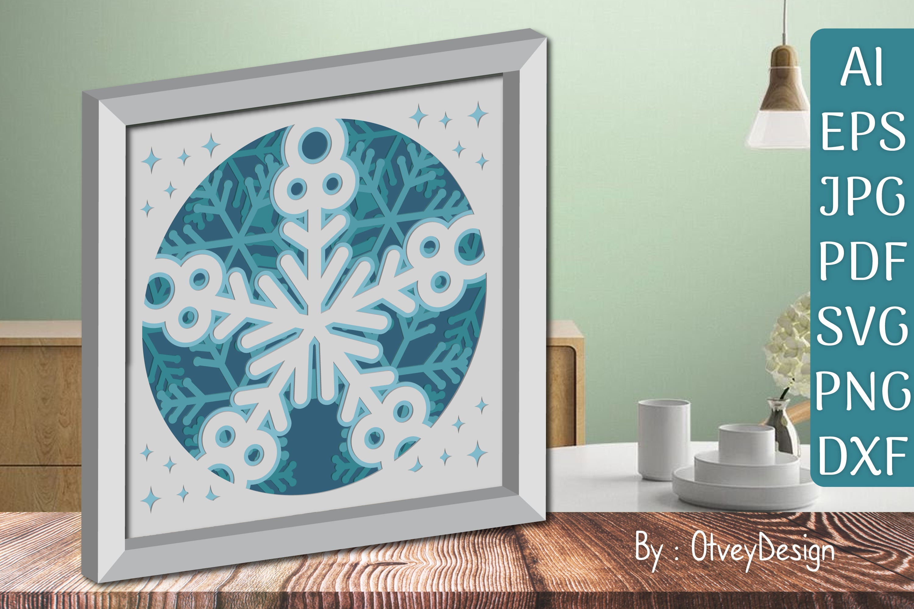 Snowflake 3D Shadow Box Layered Papercut SVG Bundle