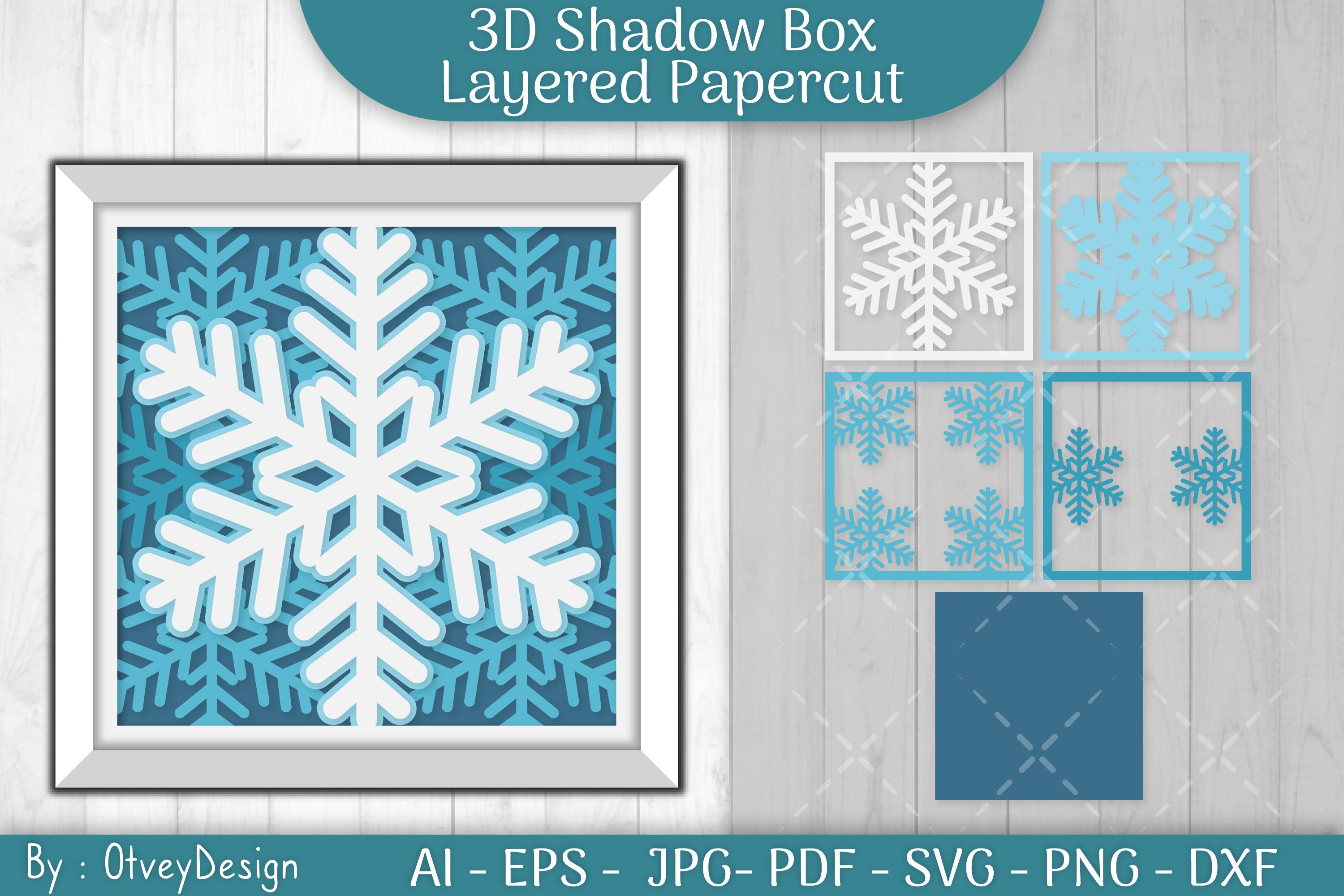 Snowflake 3D Shadow Box Layered Papercut SVG Bundle