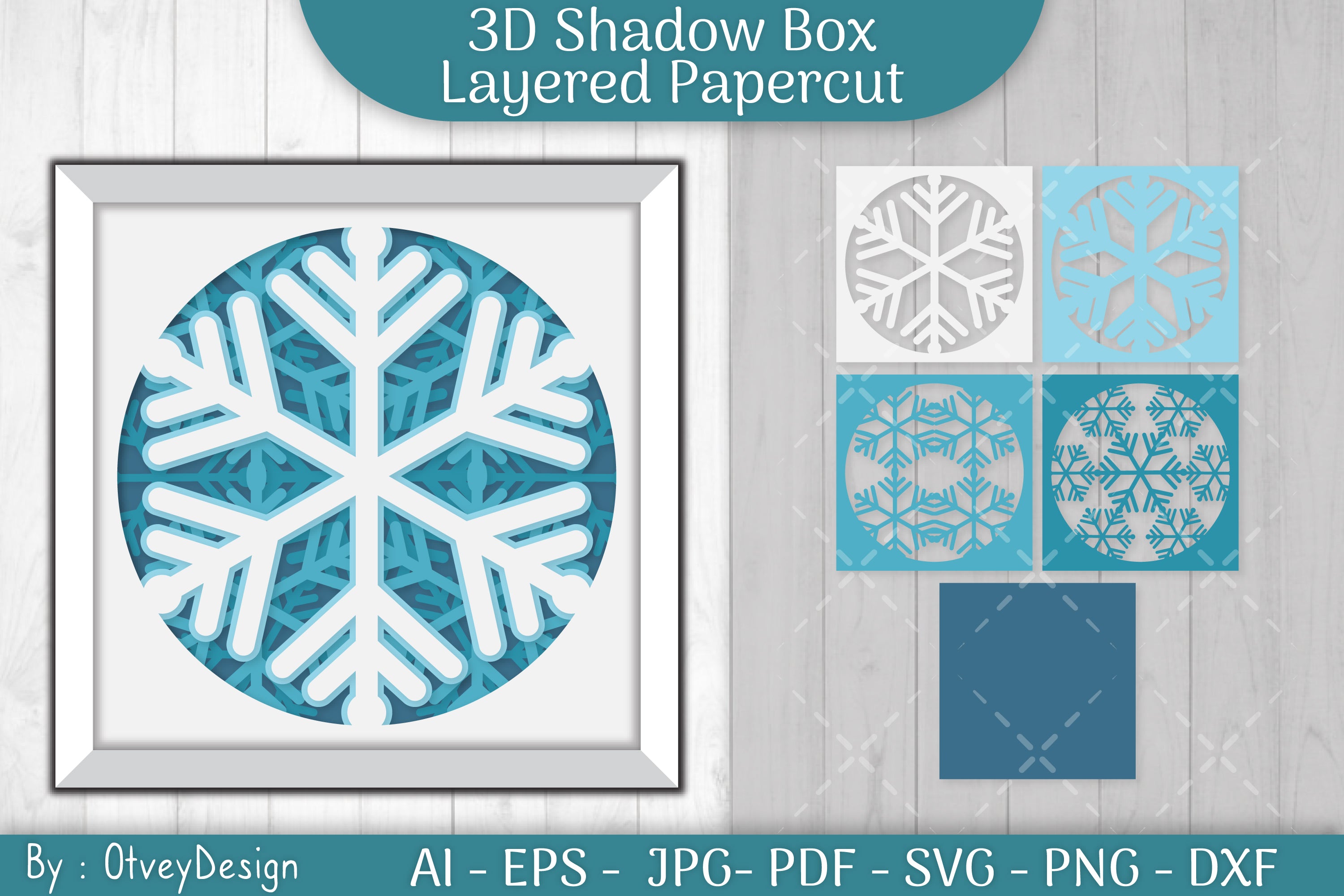 Snowflake 3D Shadow Box Layered Papercut SVG Bundle