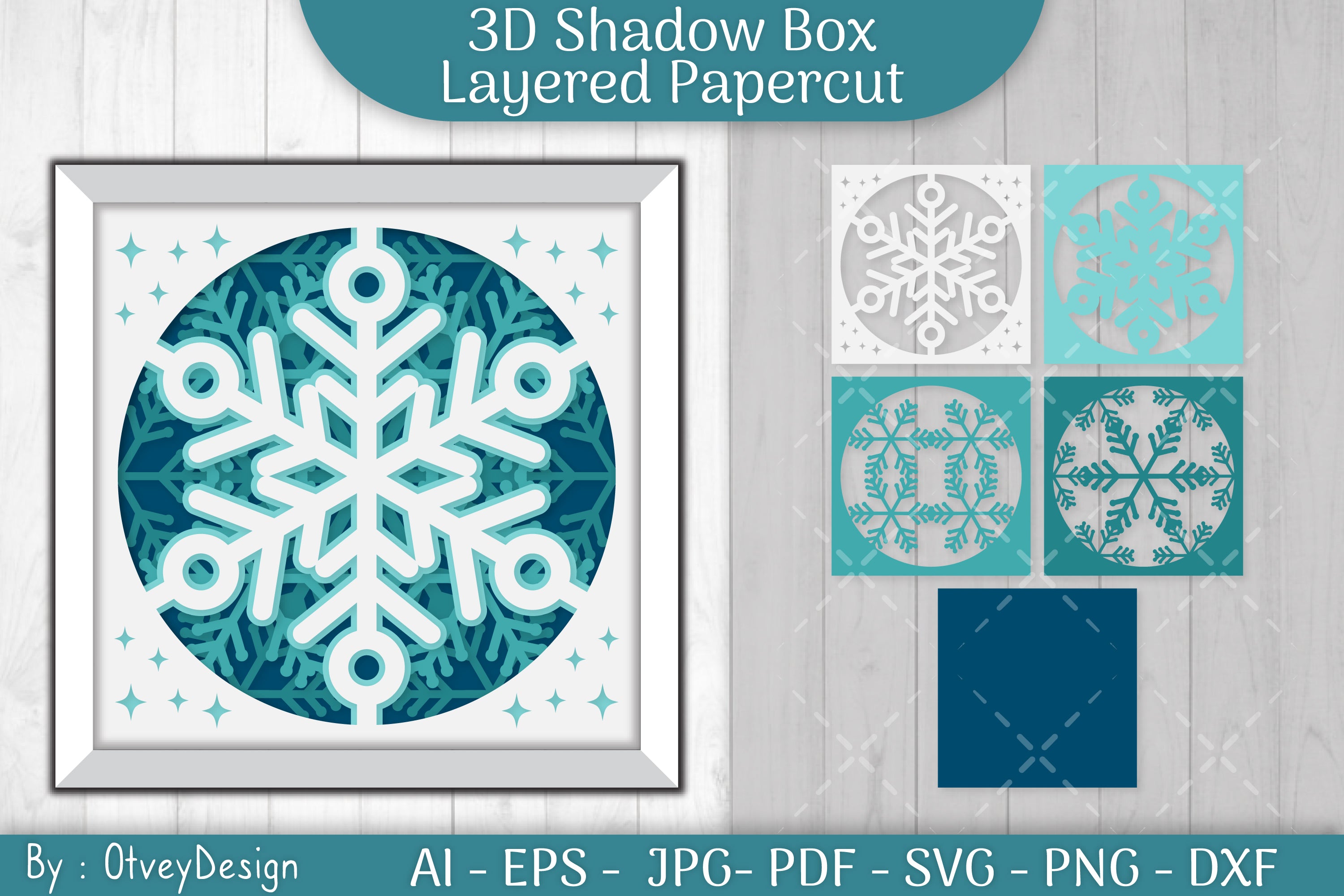 Snowflake 3D Shadow Box Layered Papercut SVG Bundle