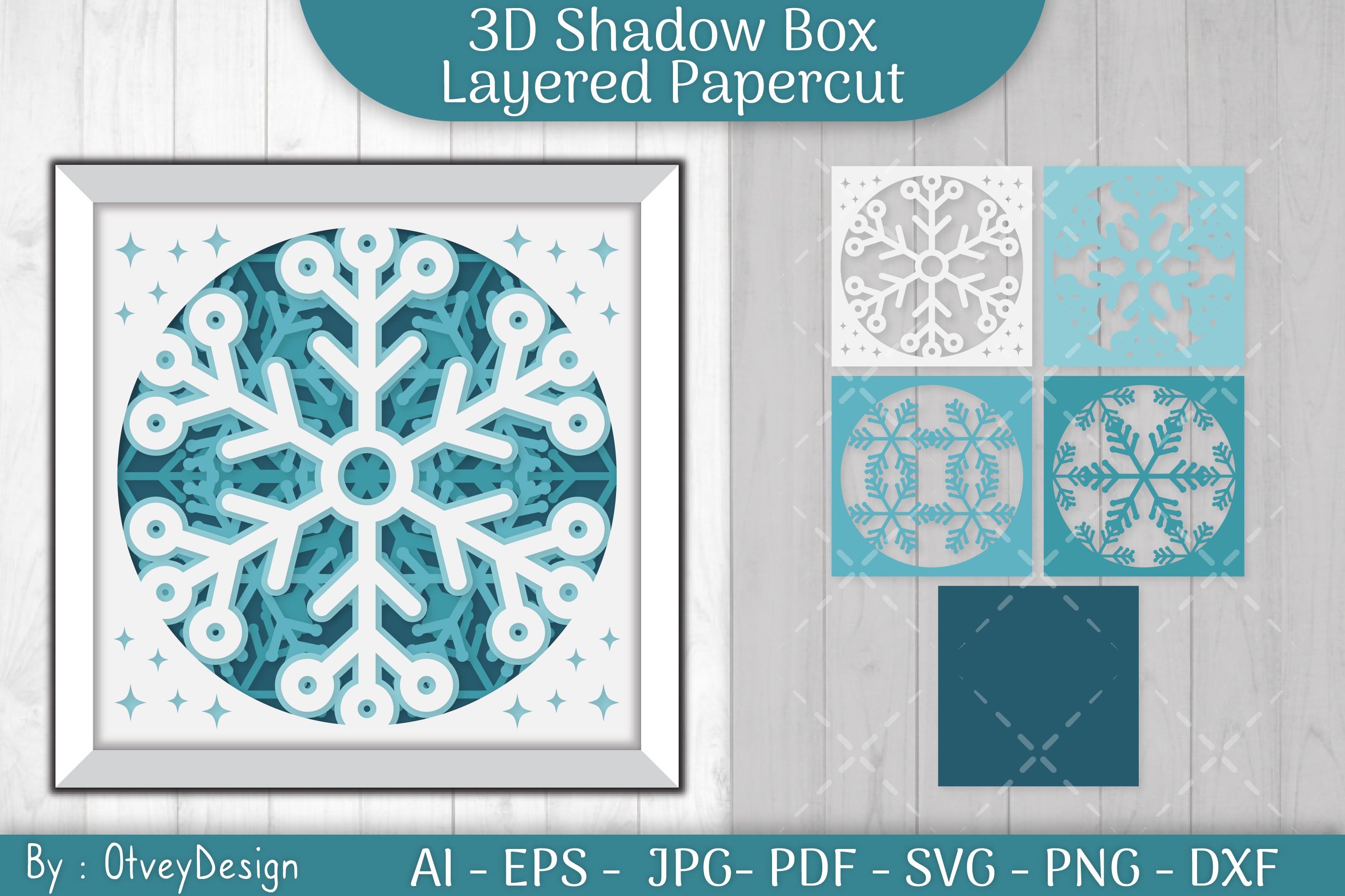 Snowflake 3D Shadow Box Layered Papercut SVG Bundle