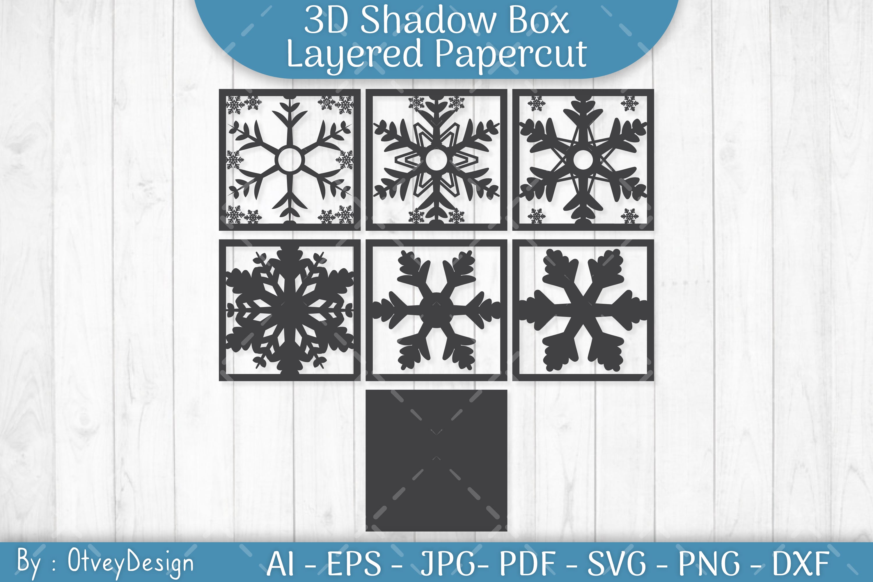 Snowflake 3D Shadow Box Papercut SVG Bundle