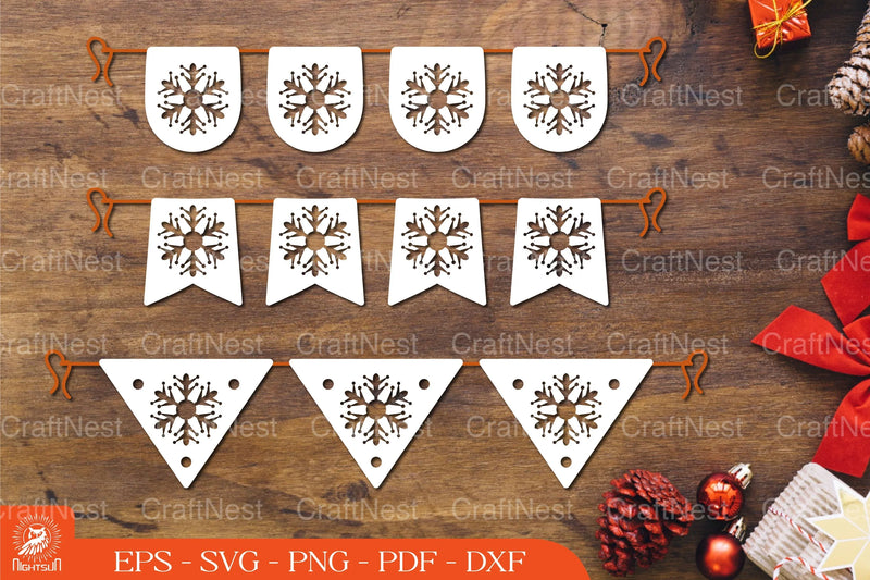 Snowflake Flag Bunting Banner Clipart Bundle - CraftNest - Digital Crafting and Art