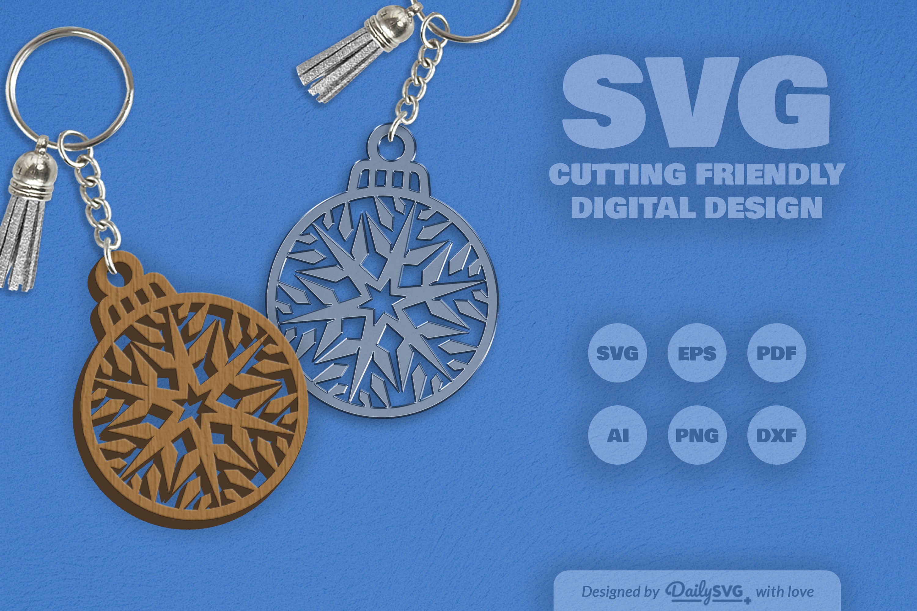 Snowflake Christmas Round Bauble SVG Bundle 4