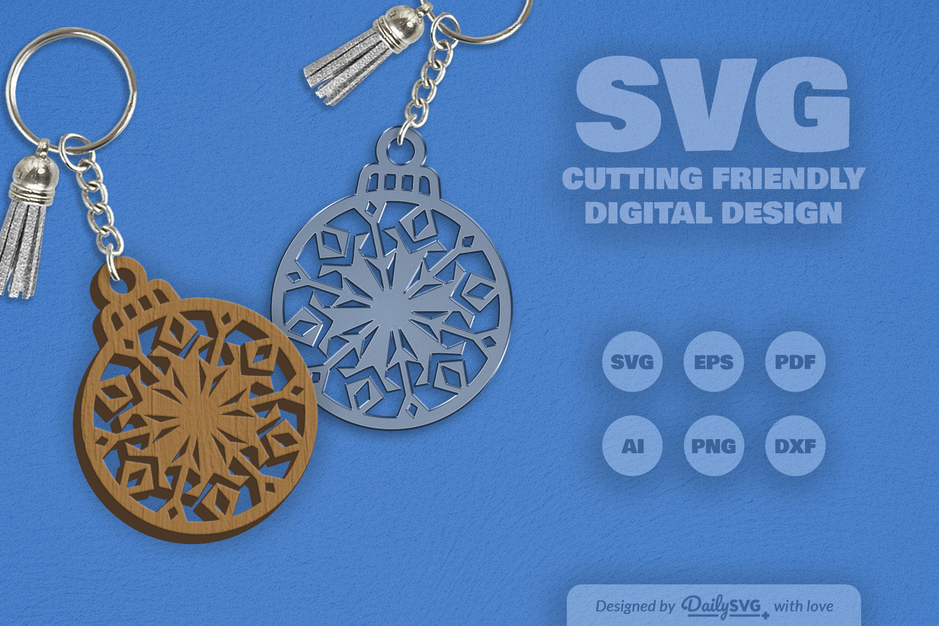 Snowflake Christmas Round Bauble SVG Bundle 3