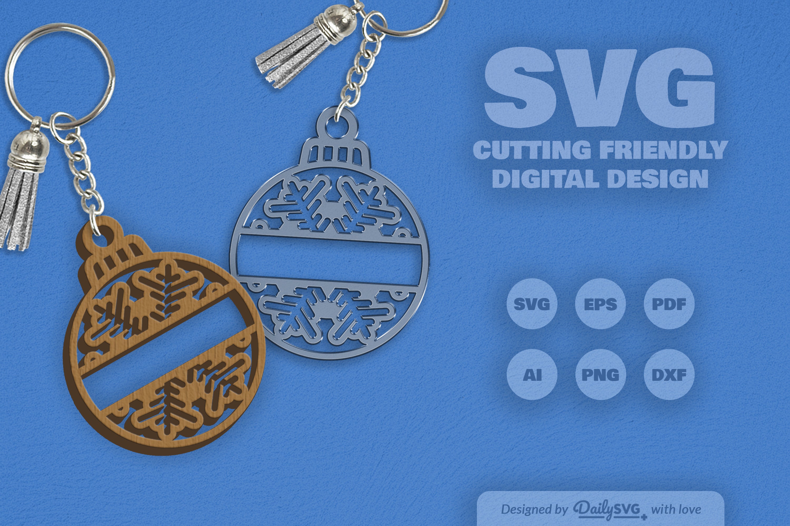 Snowflake Christmas Split Bauble SVG Bundle 6