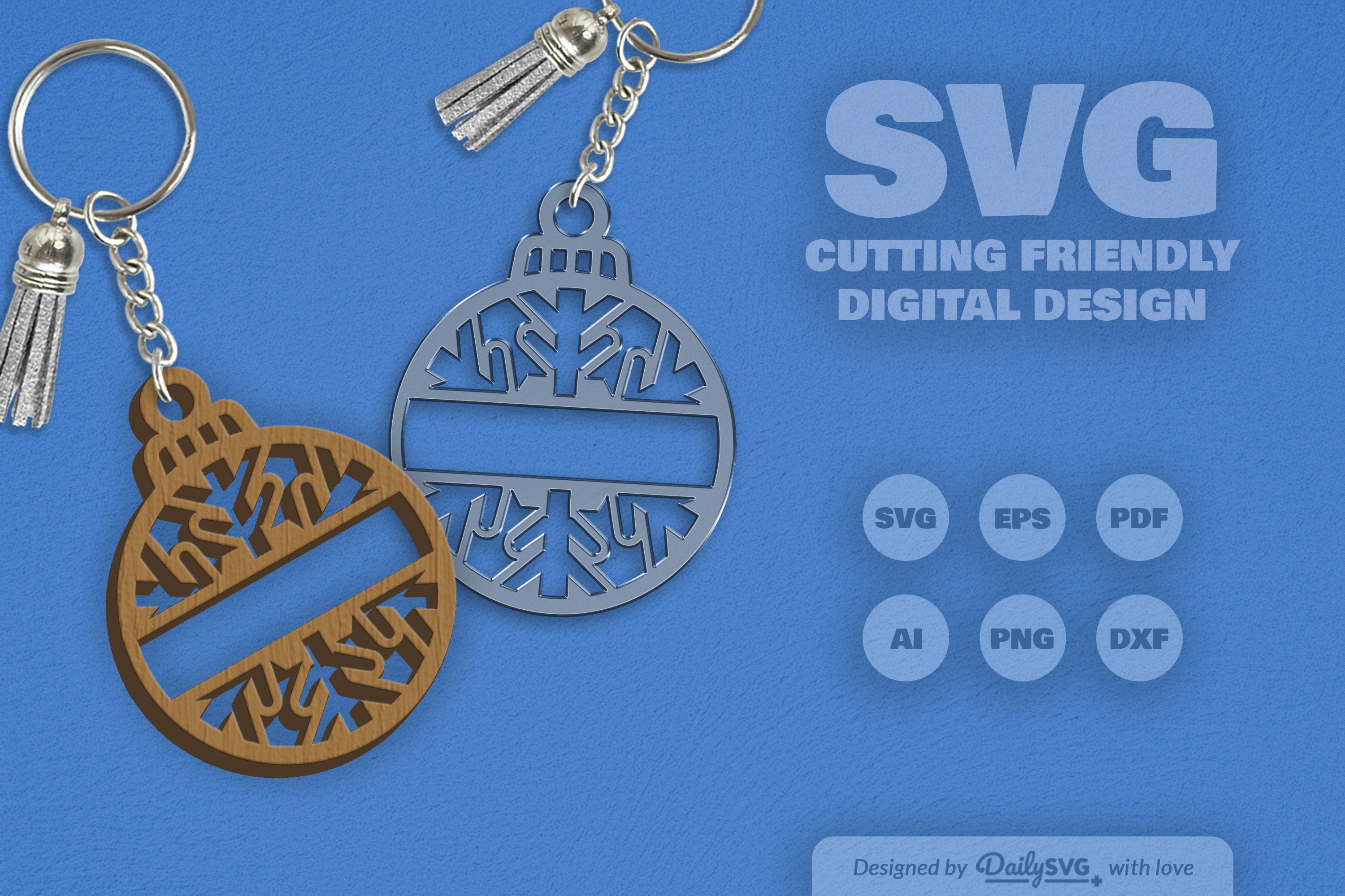 Snowflake Christmas Split Bauble SVG Bundle 3