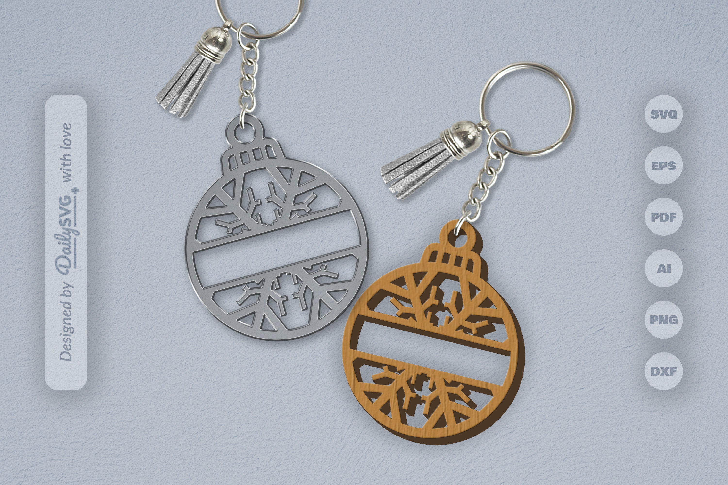 Snowflake Christmas Split Bauble SVG Bundle 2