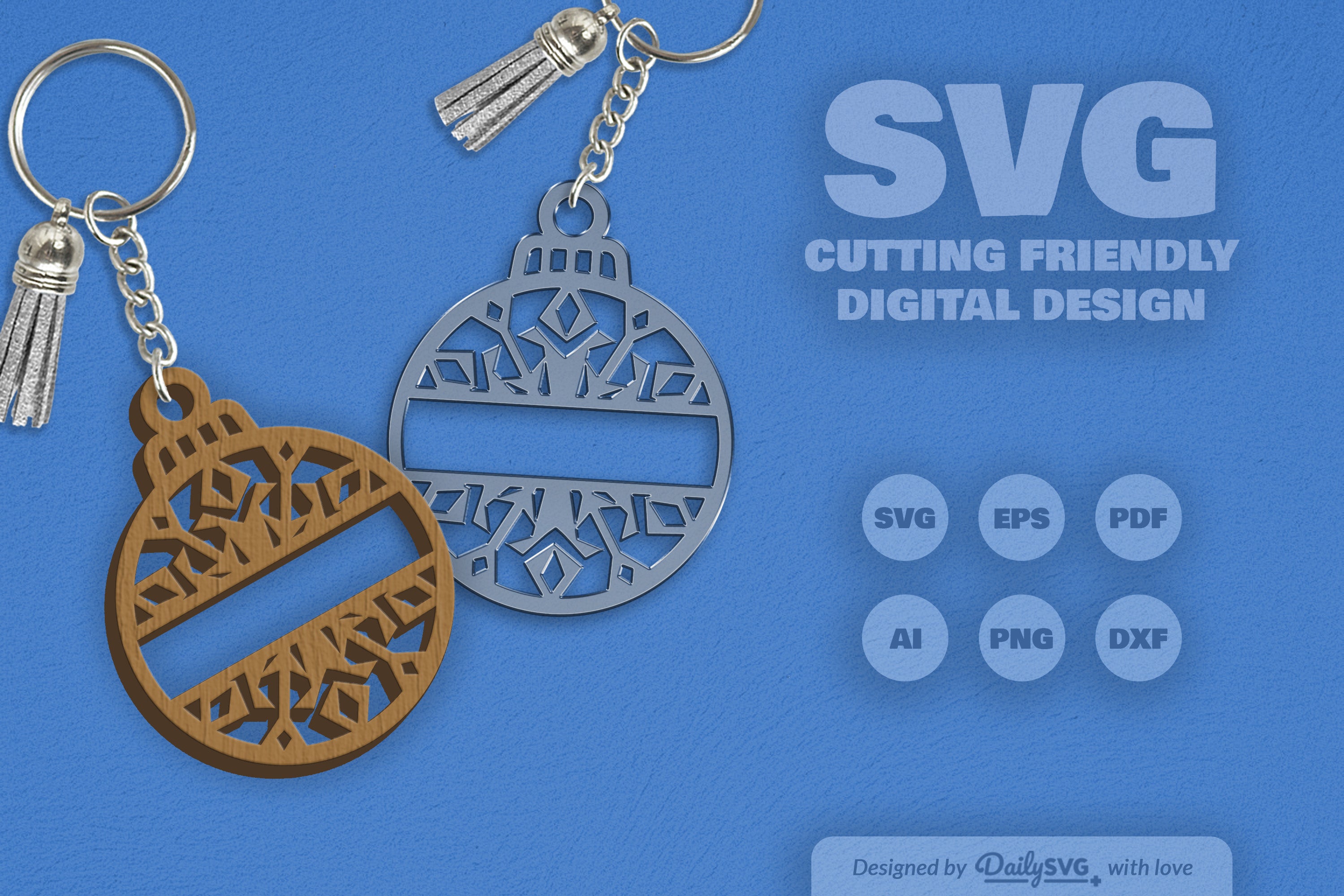 Snowflake Christmas Split Bauble SVG Bundle 9