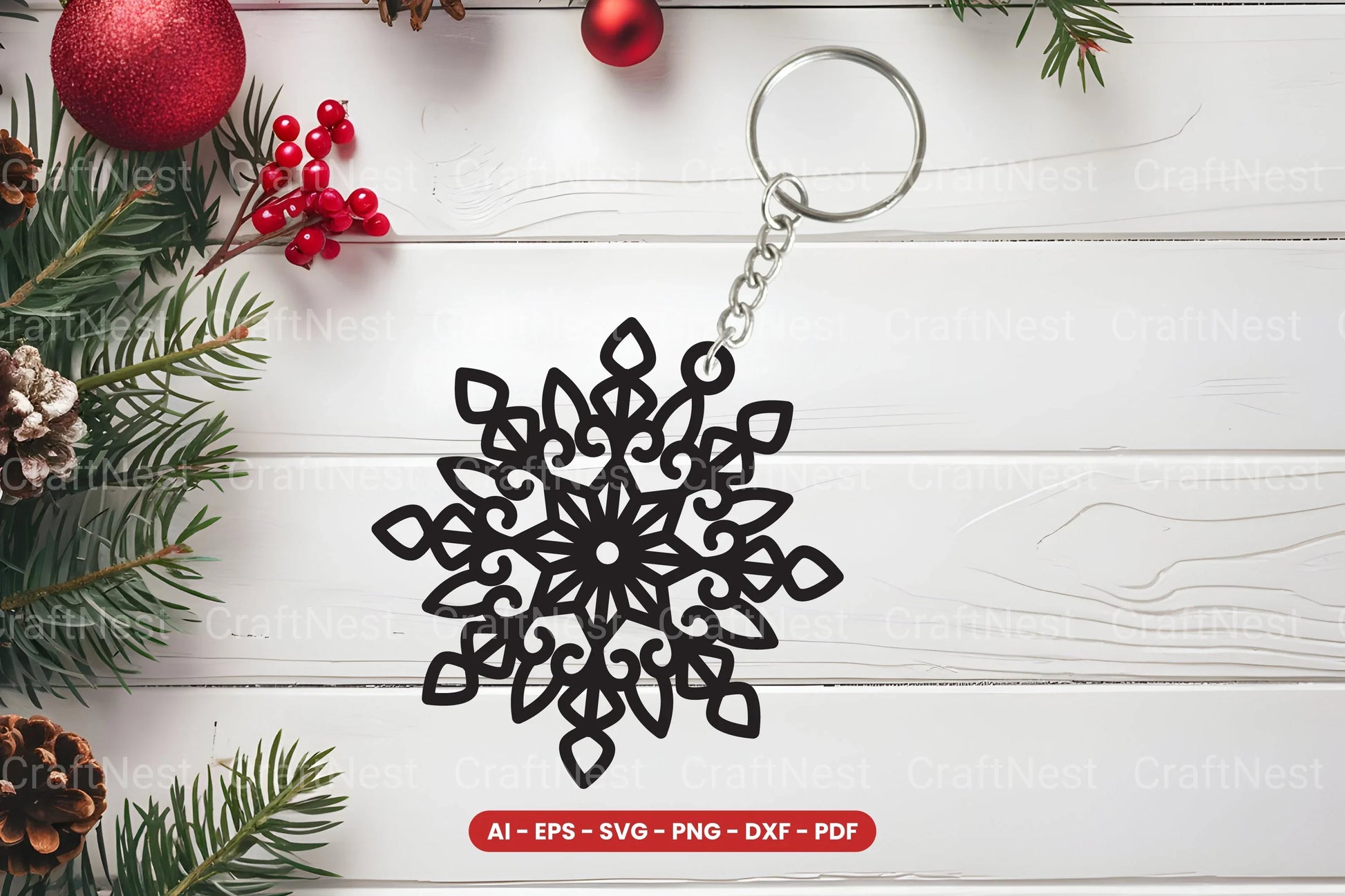 Snowflake Keychain Lasercut SVG Bundle - CraftNest - Digital Crafting and Art