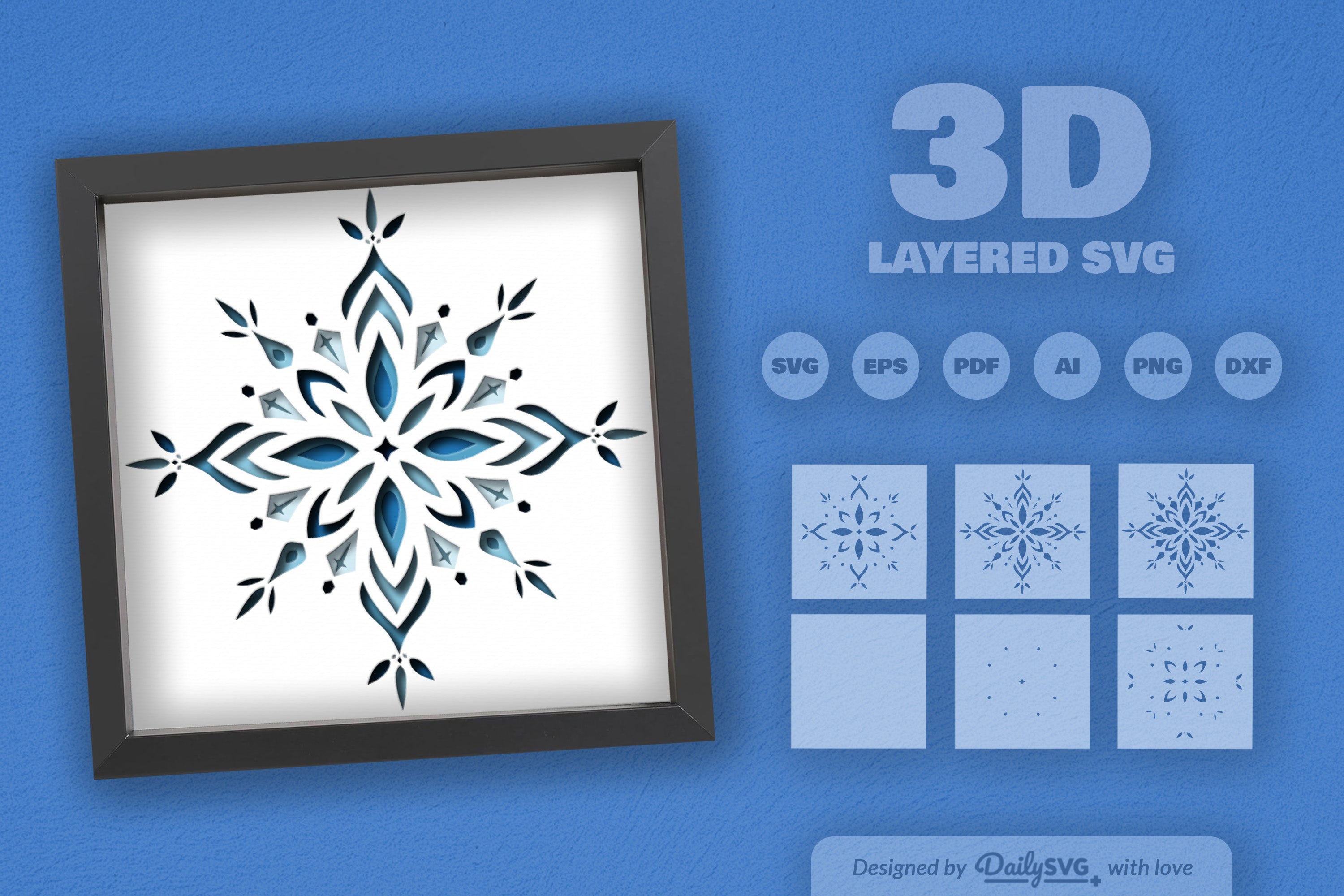 Snowflake Mandala Winter Papercut SVG Bundle