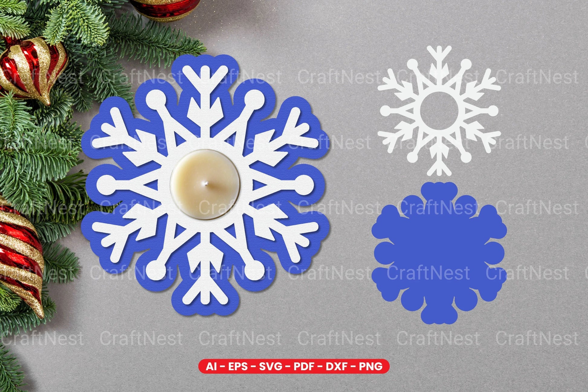Snowflake Tealight Holder Laser Cut SVG Bundle - CraftNest - Digital Crafting and Art