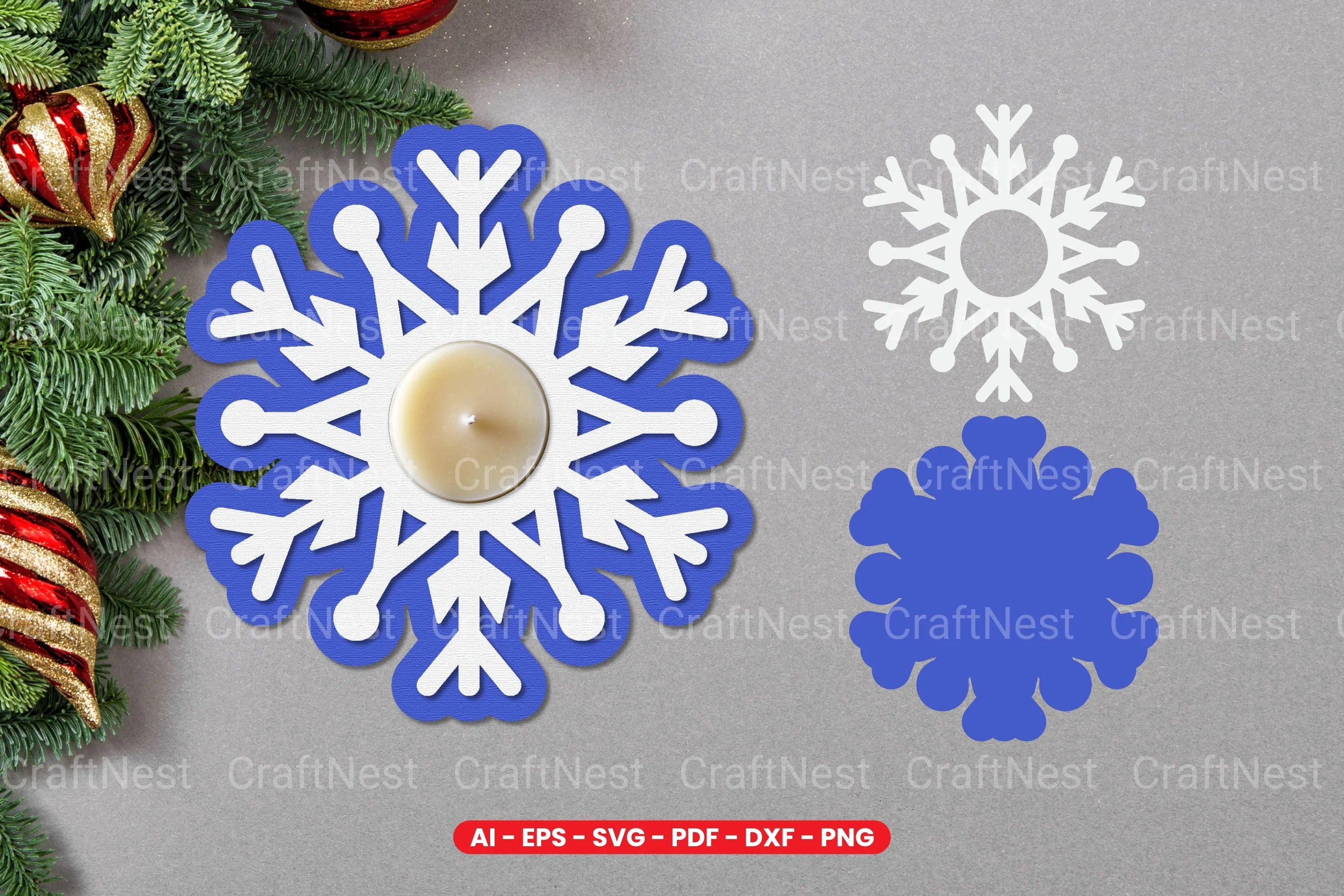 Snowflake Tealight Holder Laser Cut SVG Bundle - CraftNest - Digital Crafting and Art