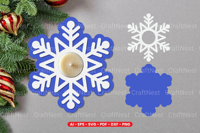 Snowflake Tealight Holder Laser Cut SVG Bundle - CraftNest - Digital Crafting and Art