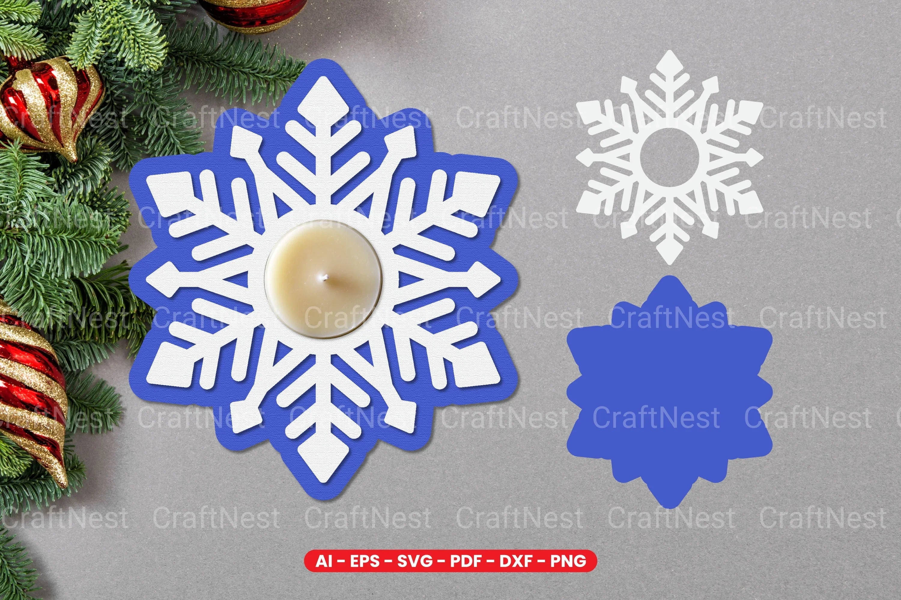 Snowflake Tealight Holder Laser Cut SVG Bundle - CraftNest - Digital Crafting and Art