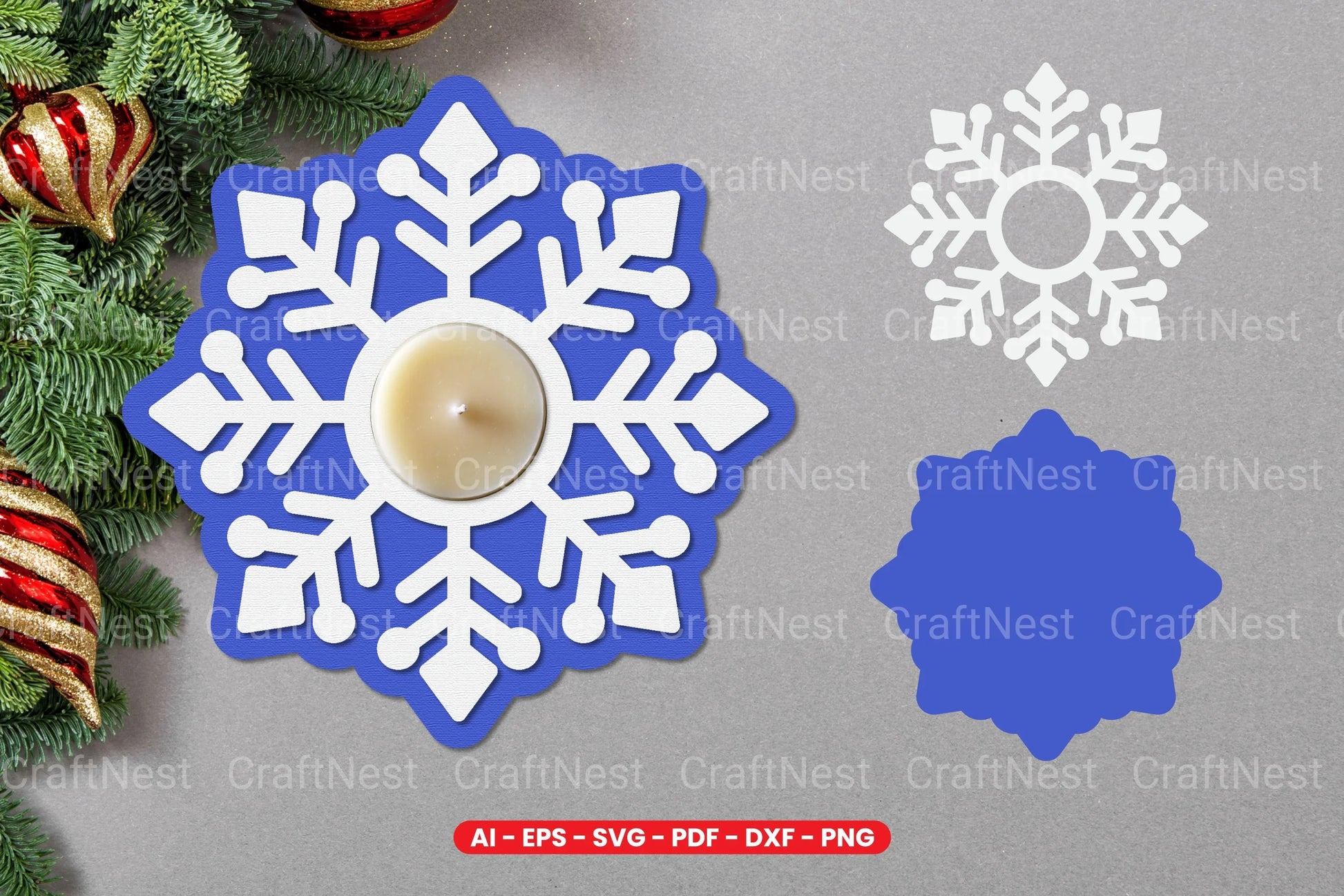 Snowflake Tealight Holder Laser Cut SVG Bundle - CraftNest - Digital Crafting and Art